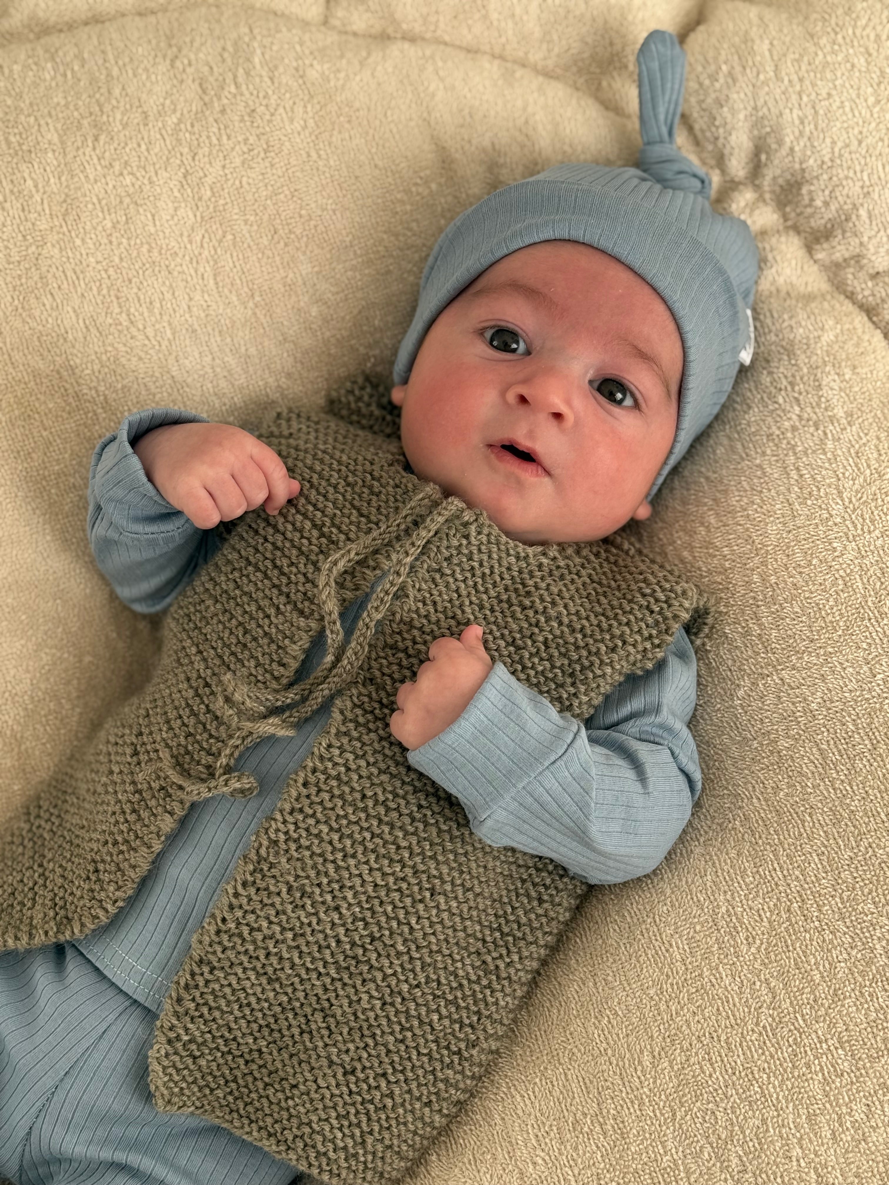 Mutsje unisex jersey rib - blauw - For Your Little Cutie