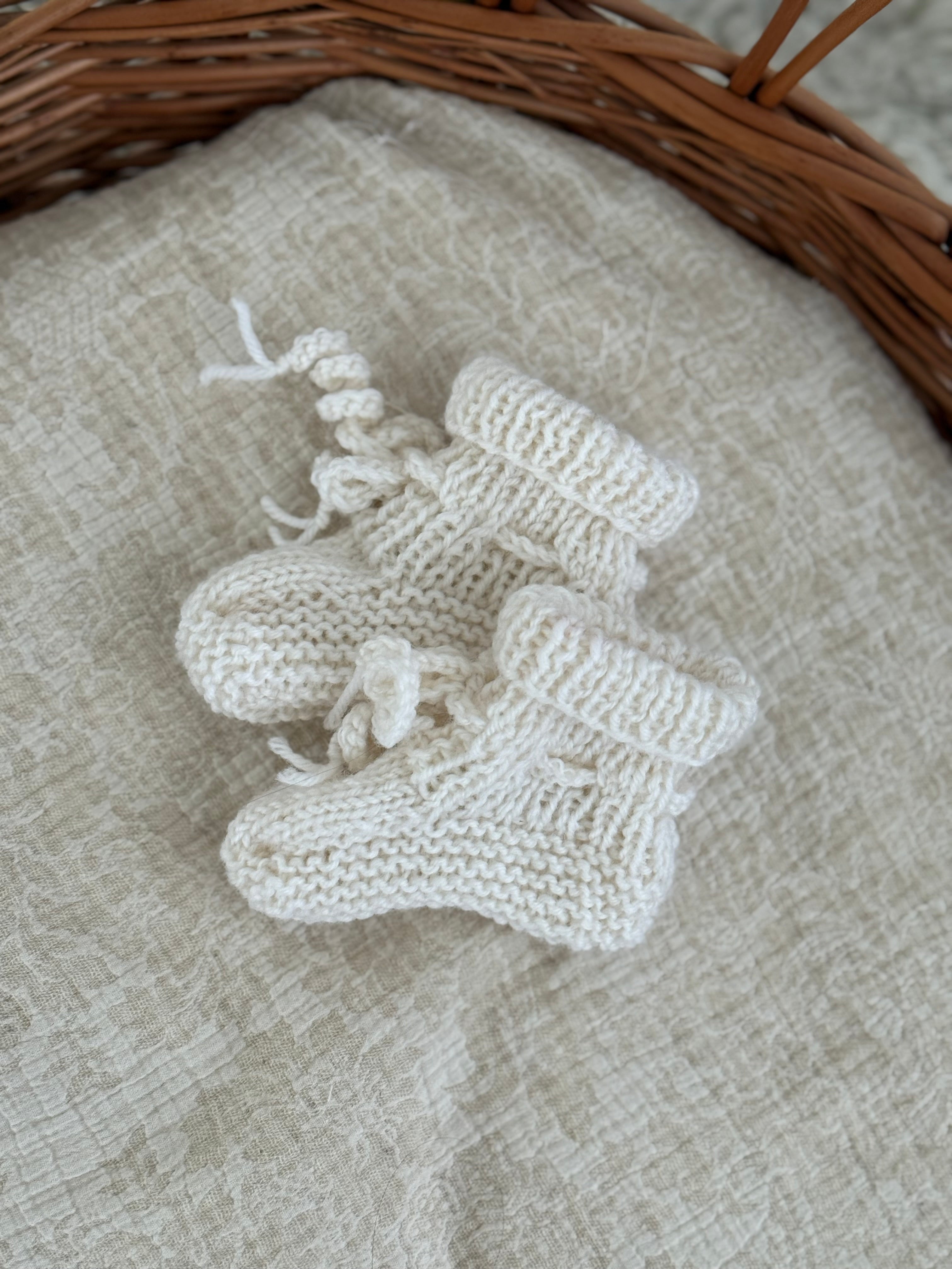 Slofjes merino wol - off white - For Your Little Cutie