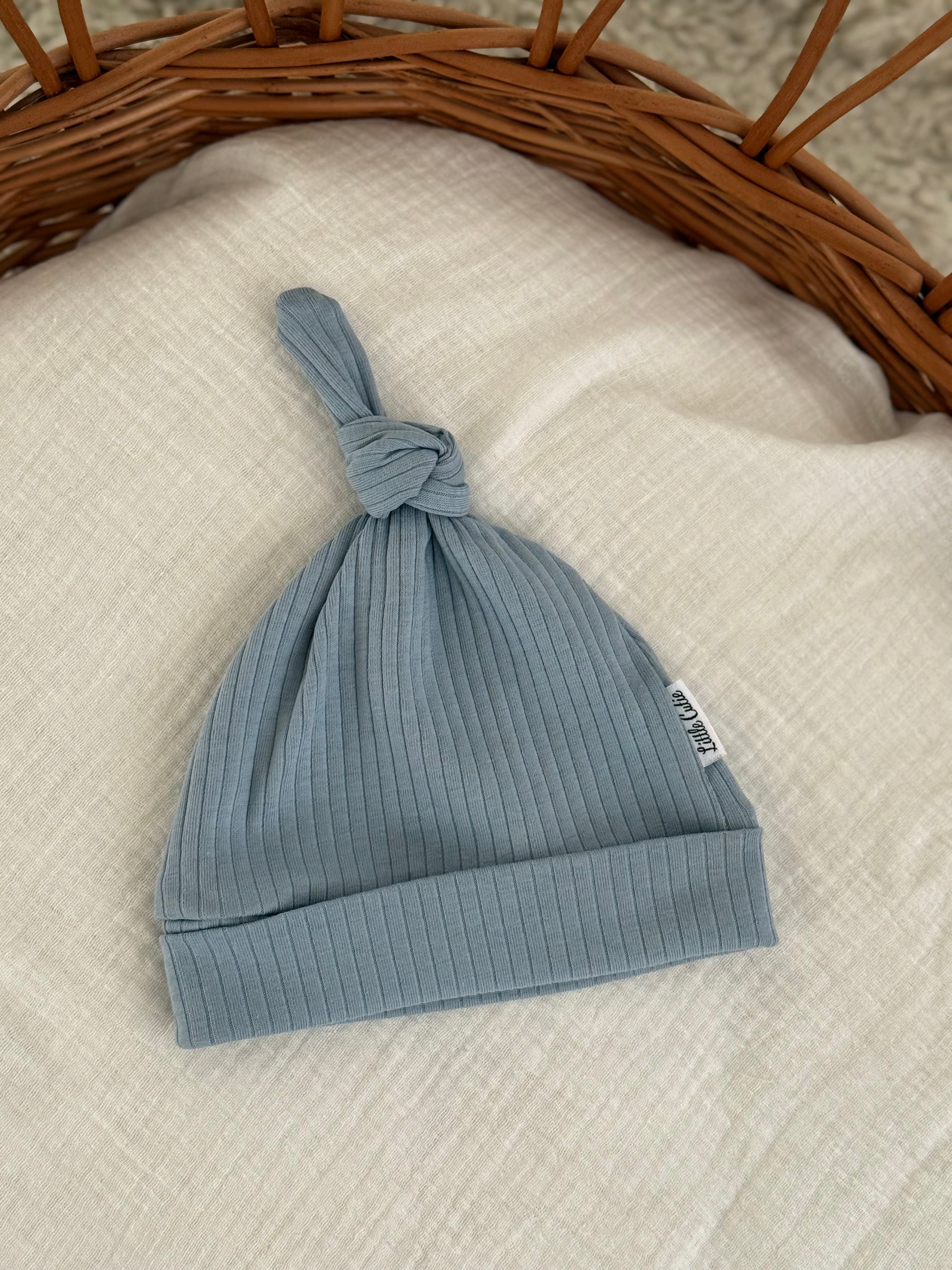 Mutsje unisex jersey rib - blauw - For Your Little Cutie