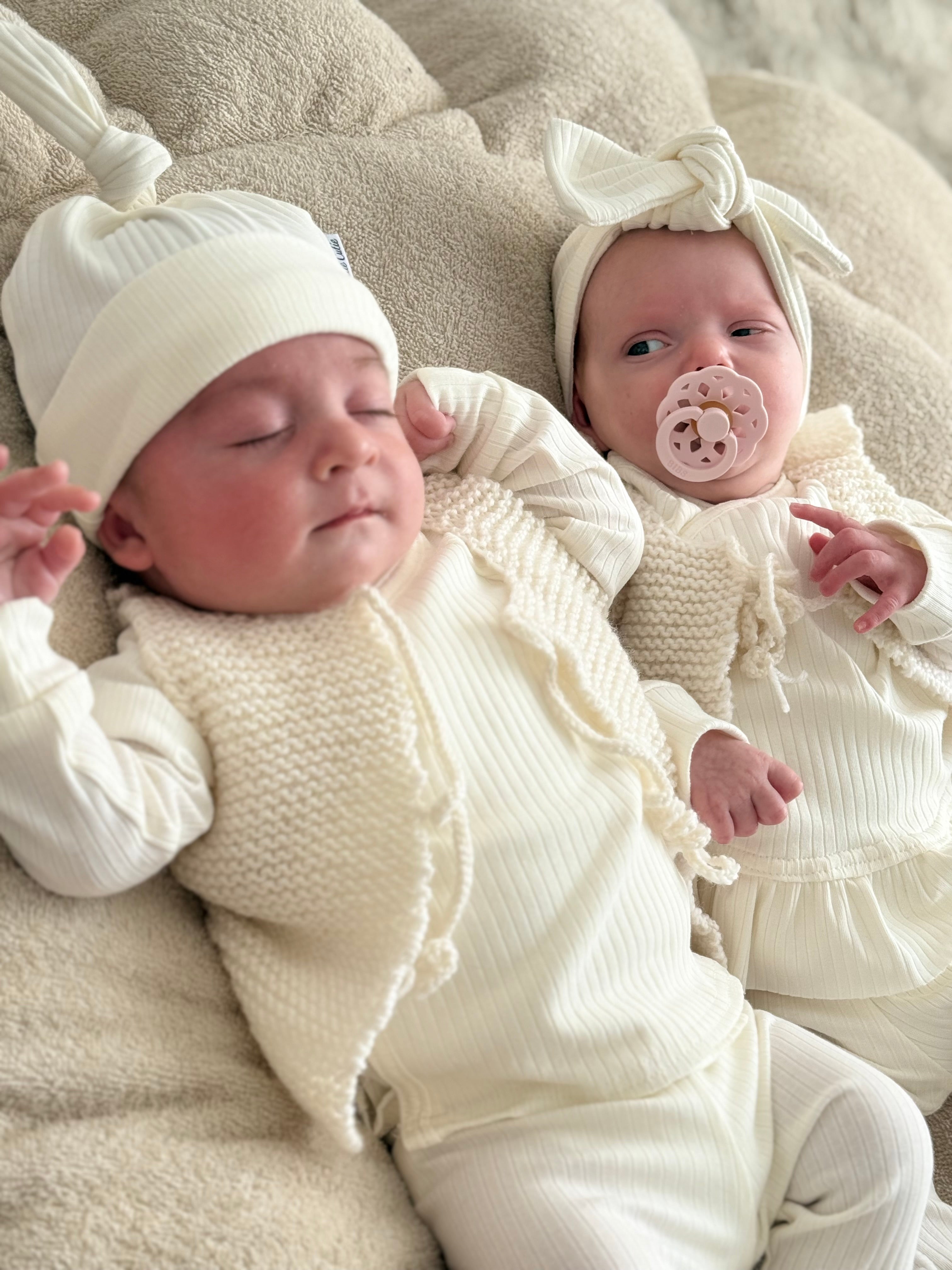 Overslagshirt unisex jersey rib - off white - For Your Little Cutie