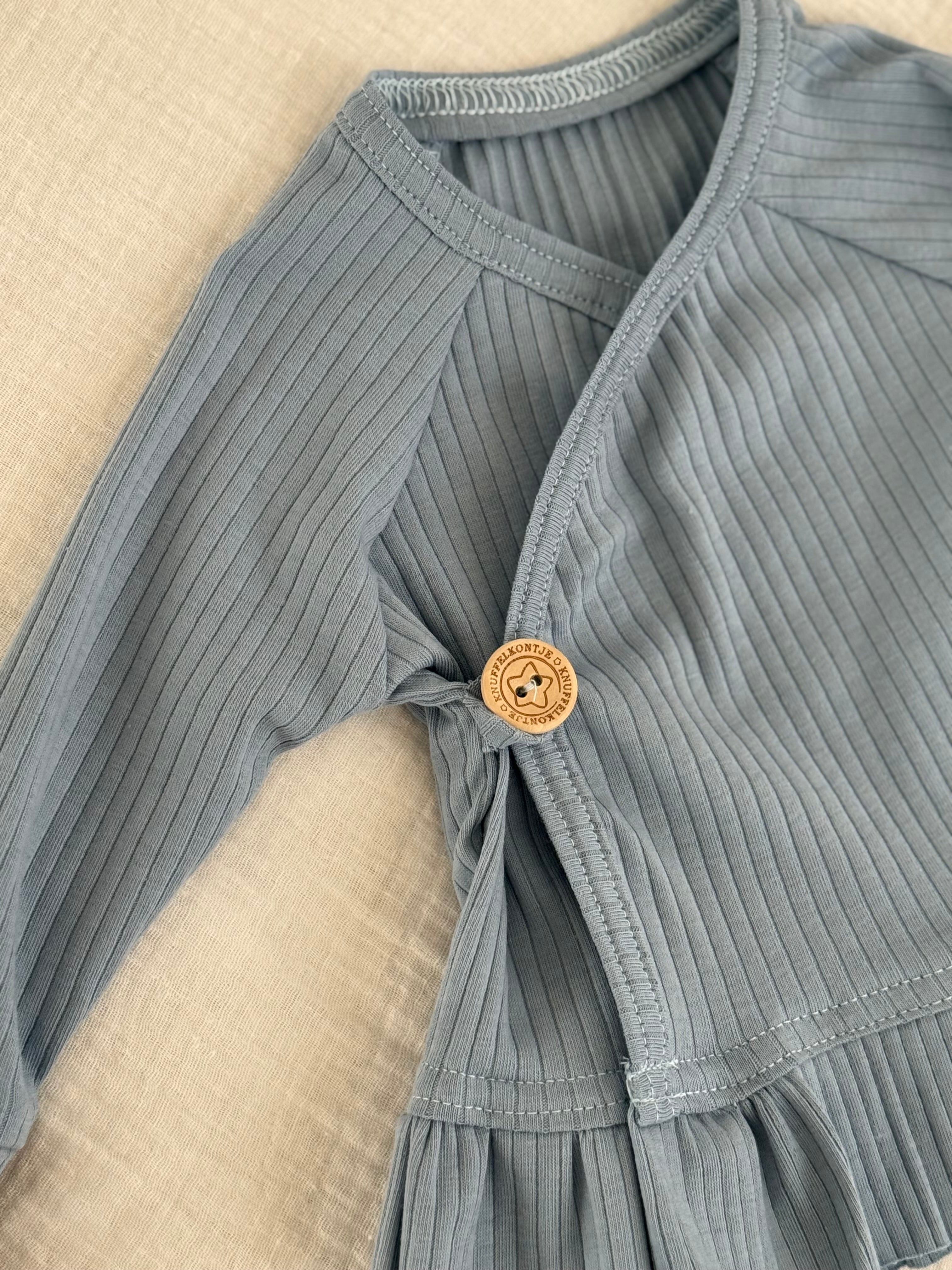 Overslagshirt ruffle jersey rib - blauw - For Your Little Cutie