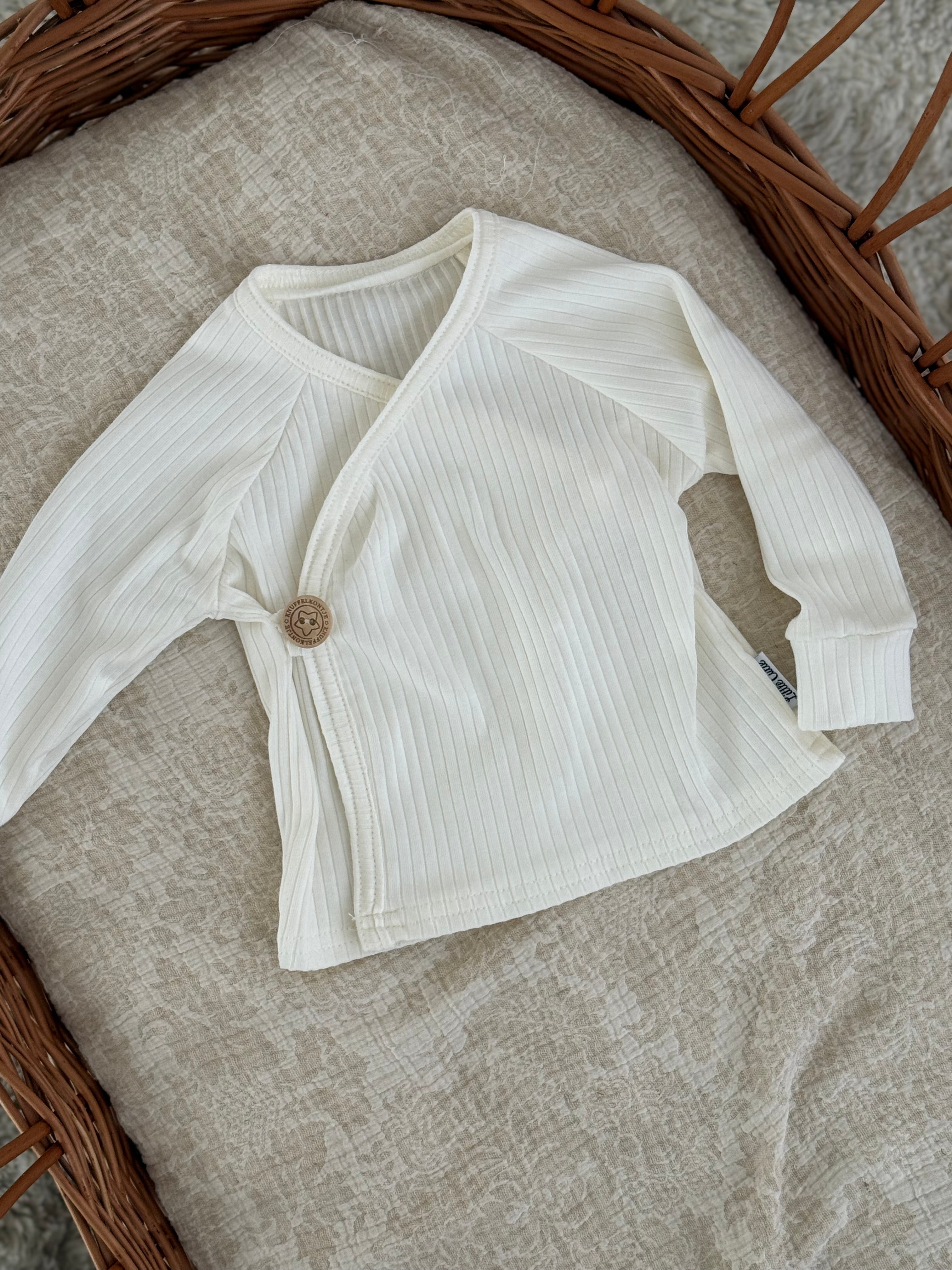 Overslagshirt unisex jersey rib - off white - For Your Little Cutie