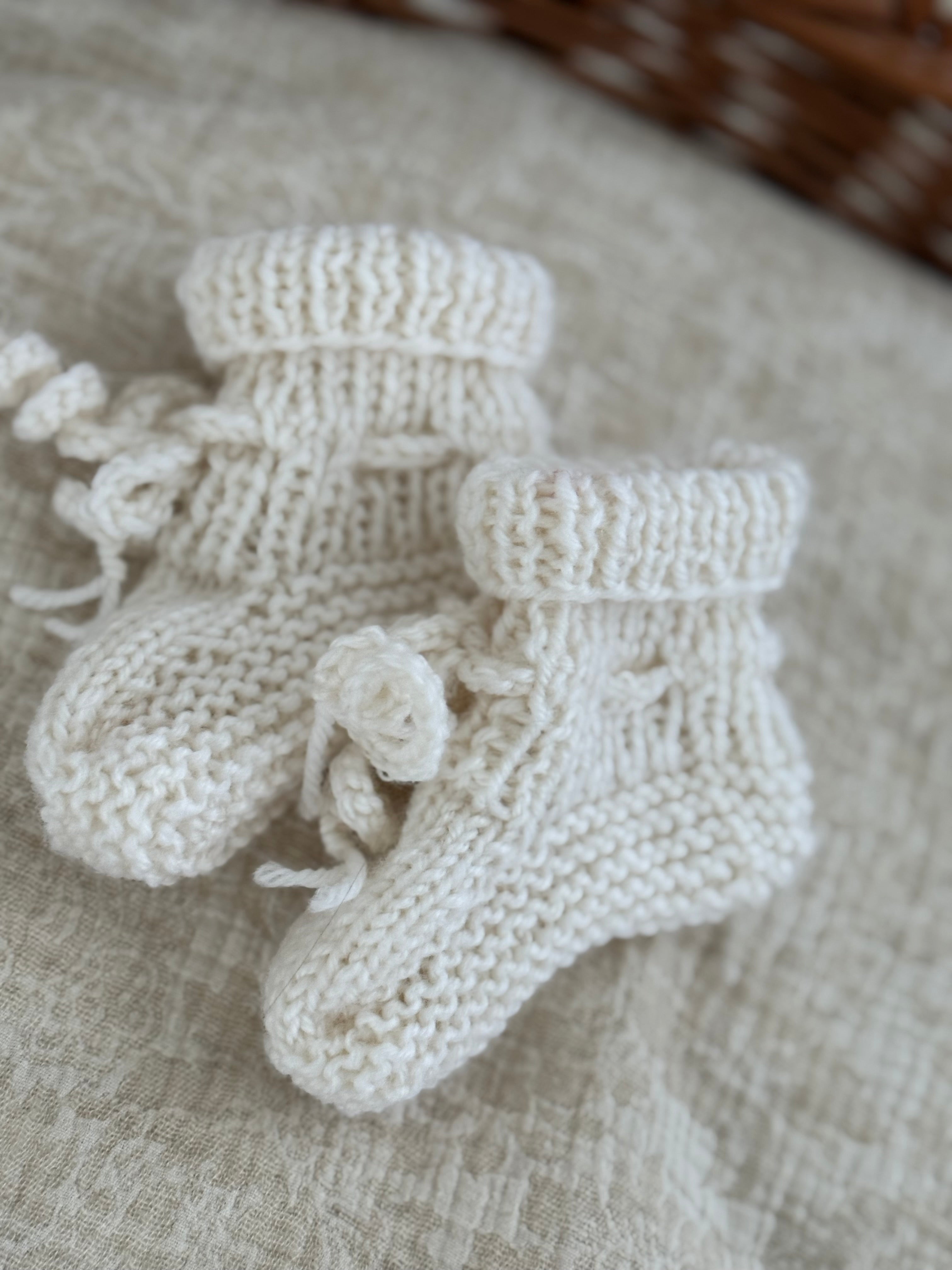 Slofjes merino wol - off white - For Your Little Cutie
