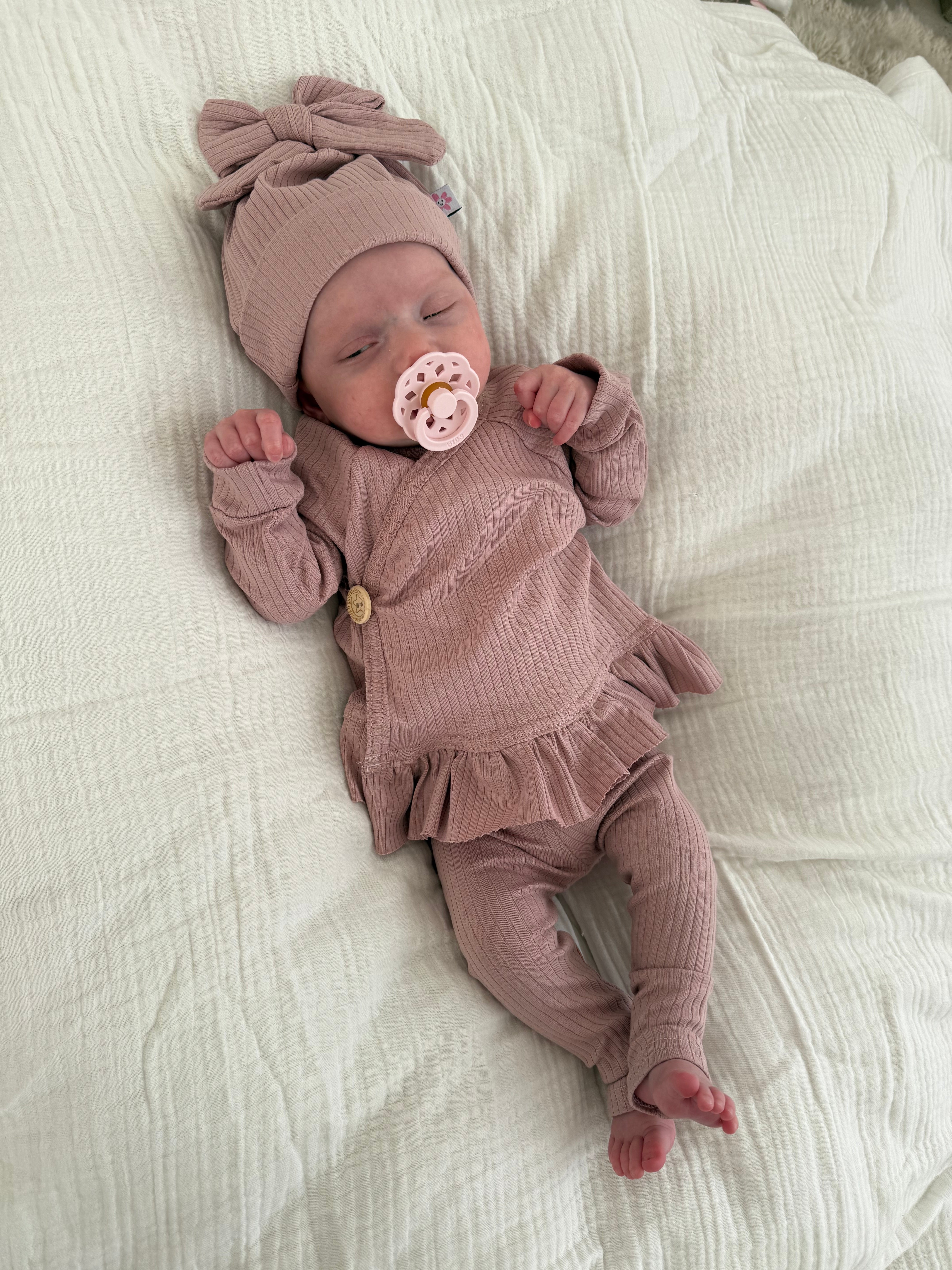 Legging/broekje unisex jersey rib - roze - For Your Little Cutie