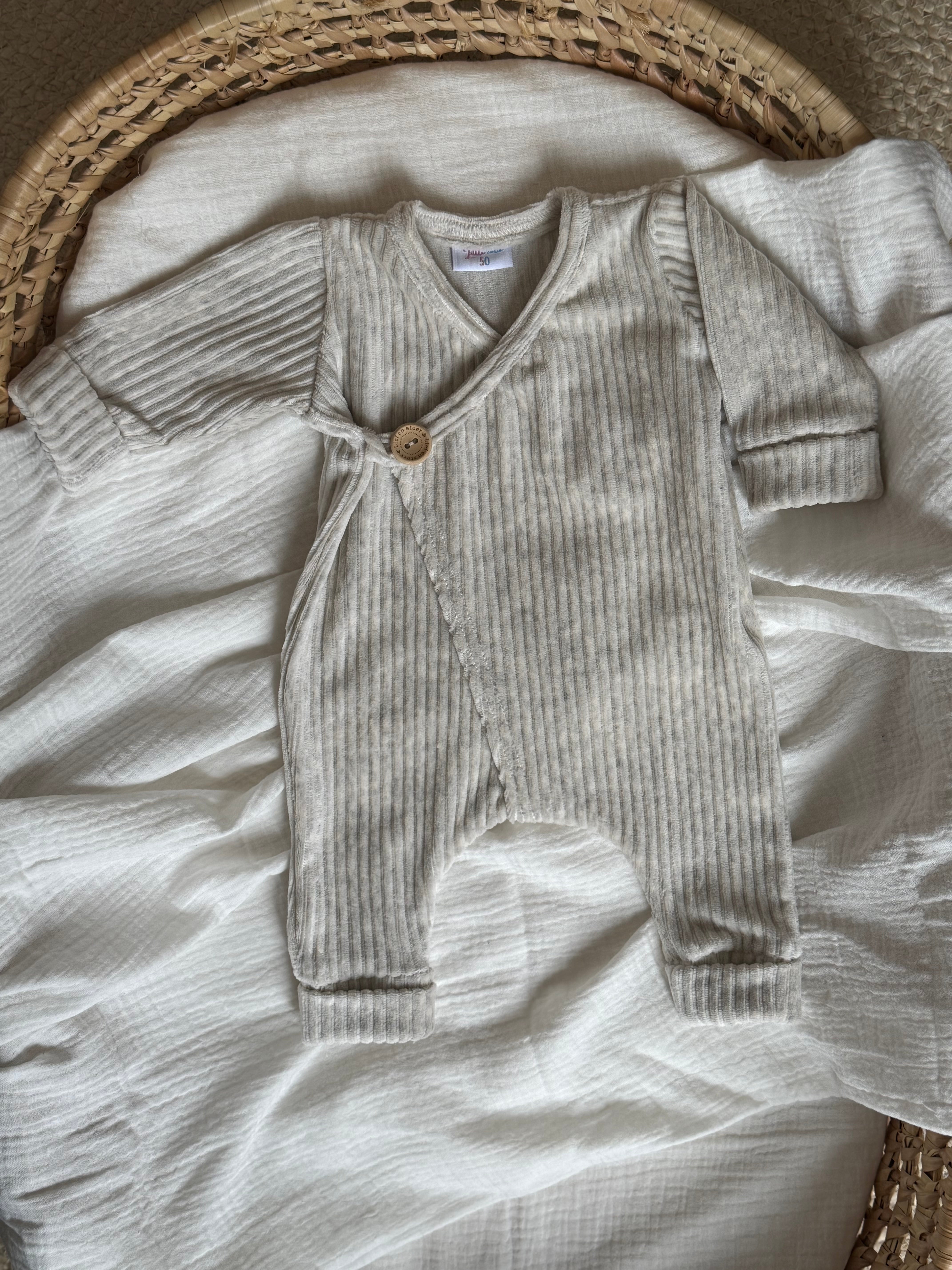 Boxpakje unisex - fluweel rib grijs - For Your Little Cutie