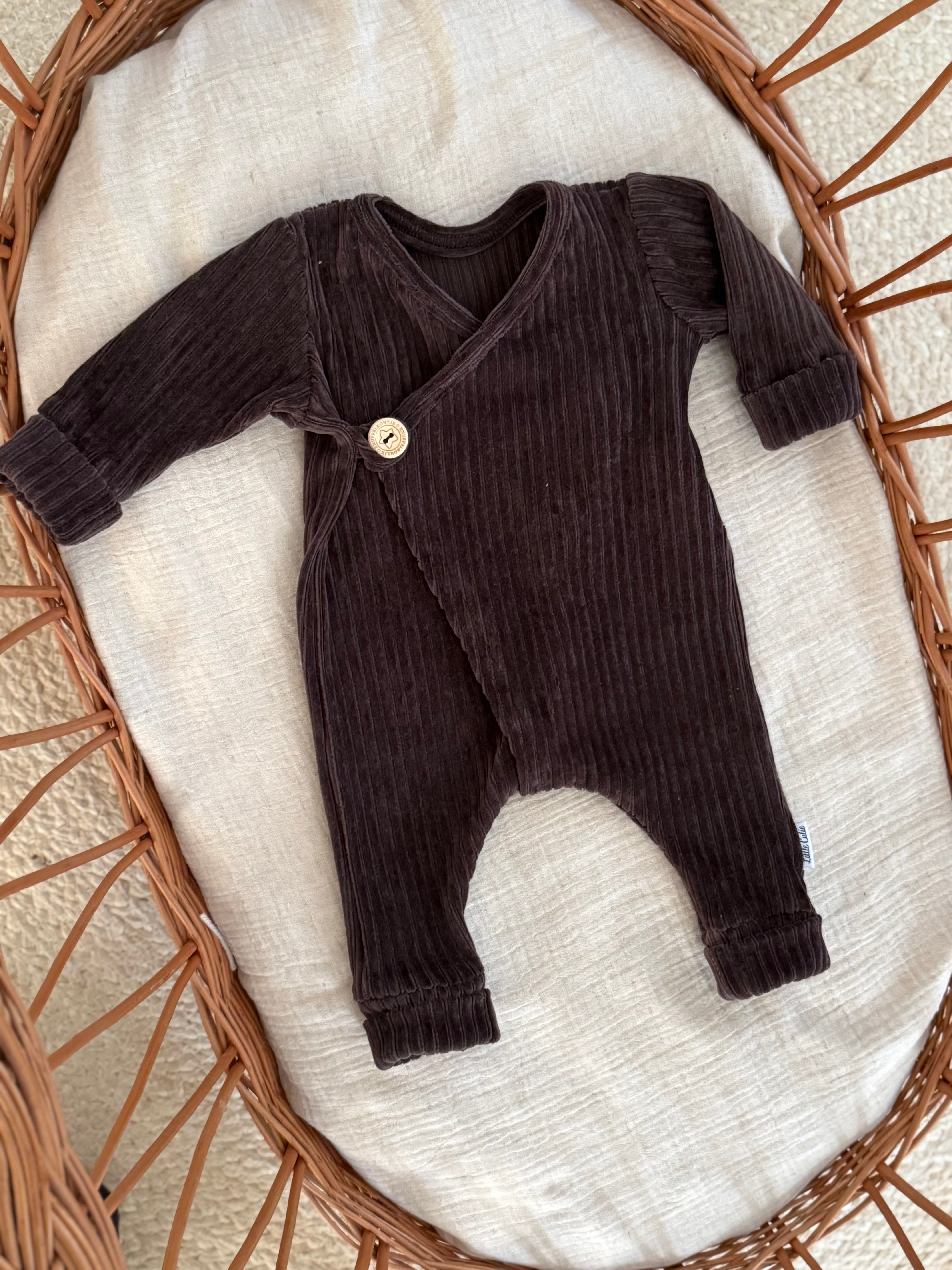 Boxpakje unisex - fluweel rib donker bruin - For Your Little Cutie