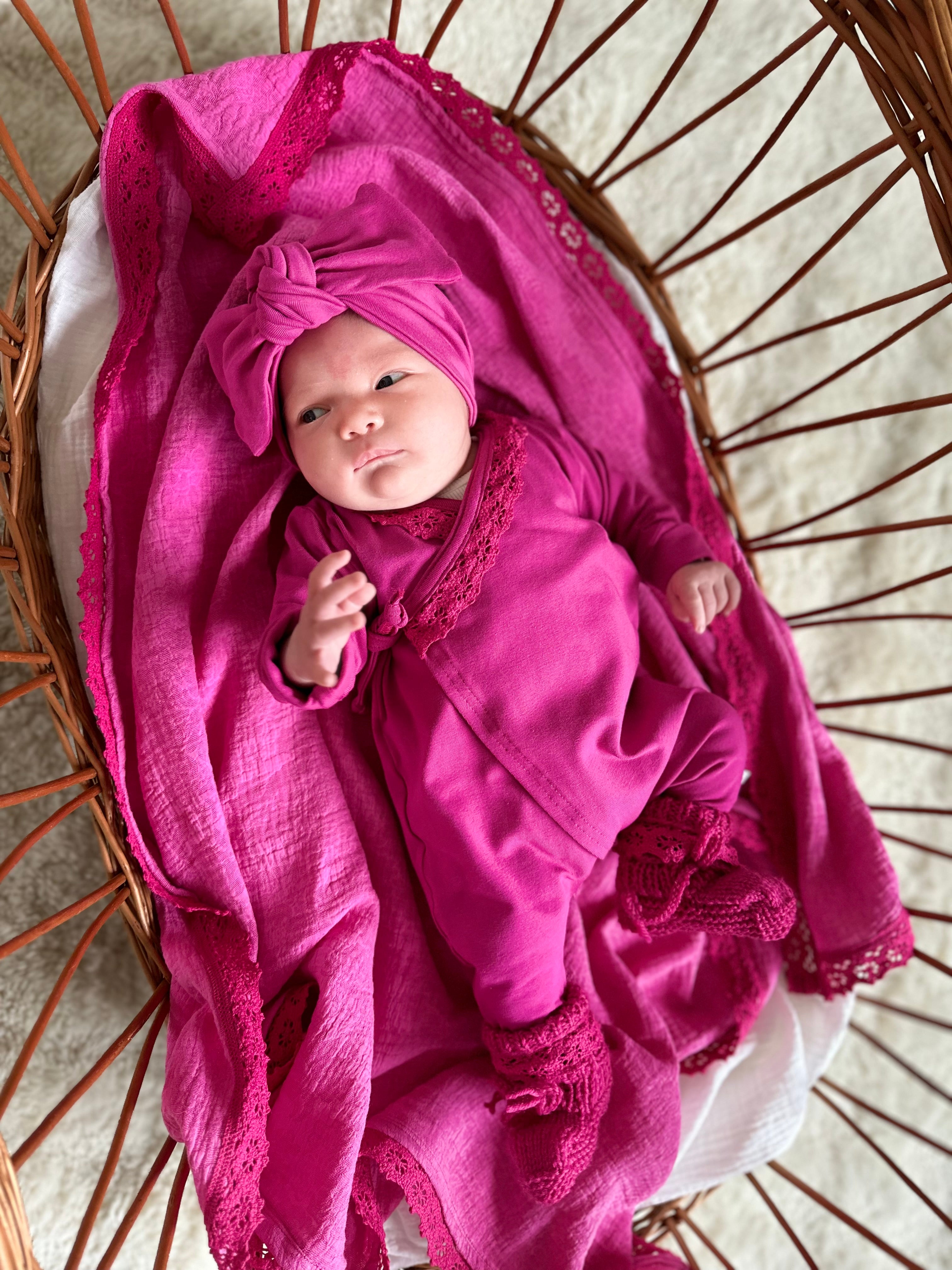 Newborn setje 6 delig - Organic fuchsia - For Your Little Cutie