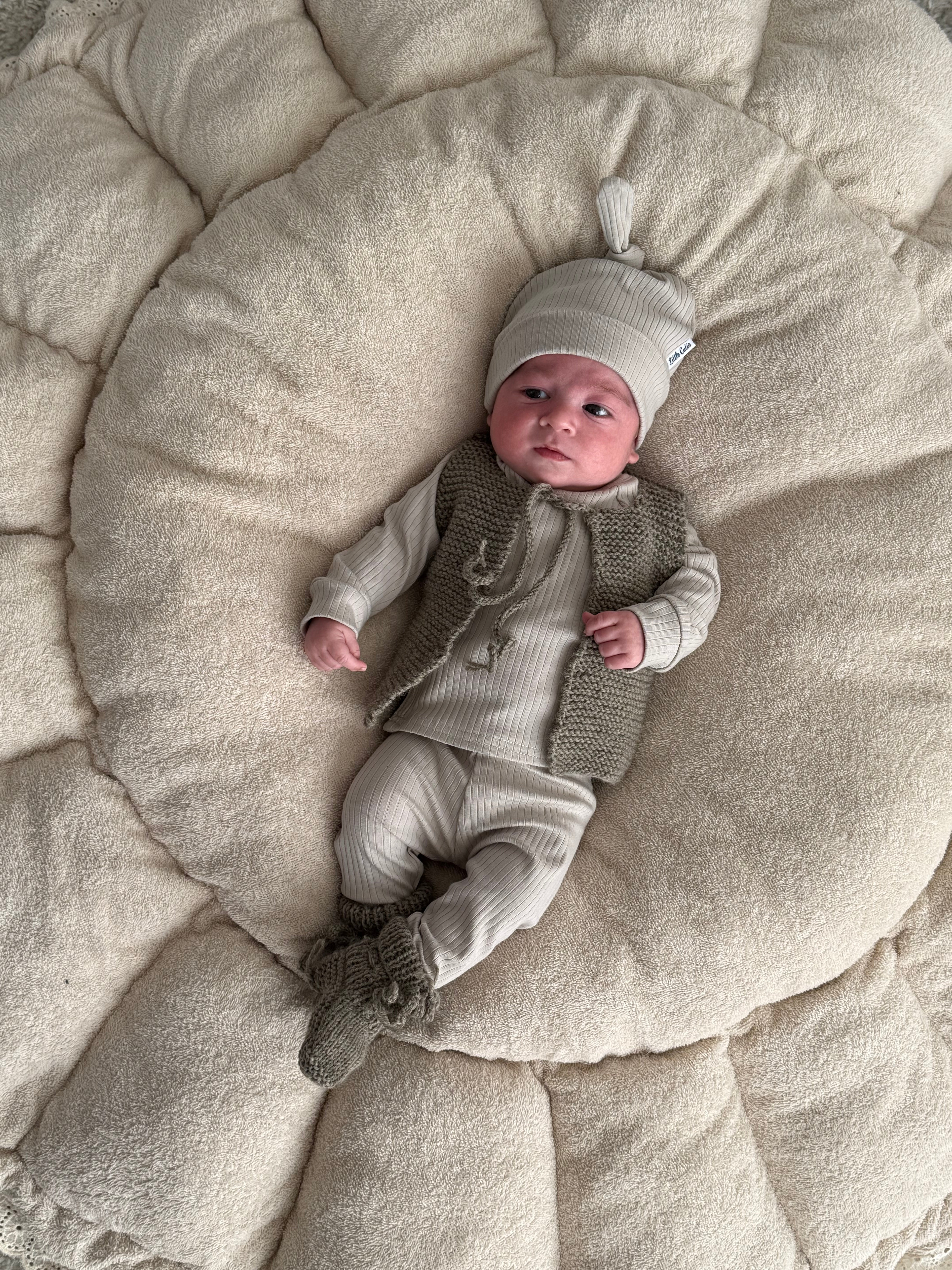 Legging/ broekje unisex jersey rib - beige - For Your Little Cutie