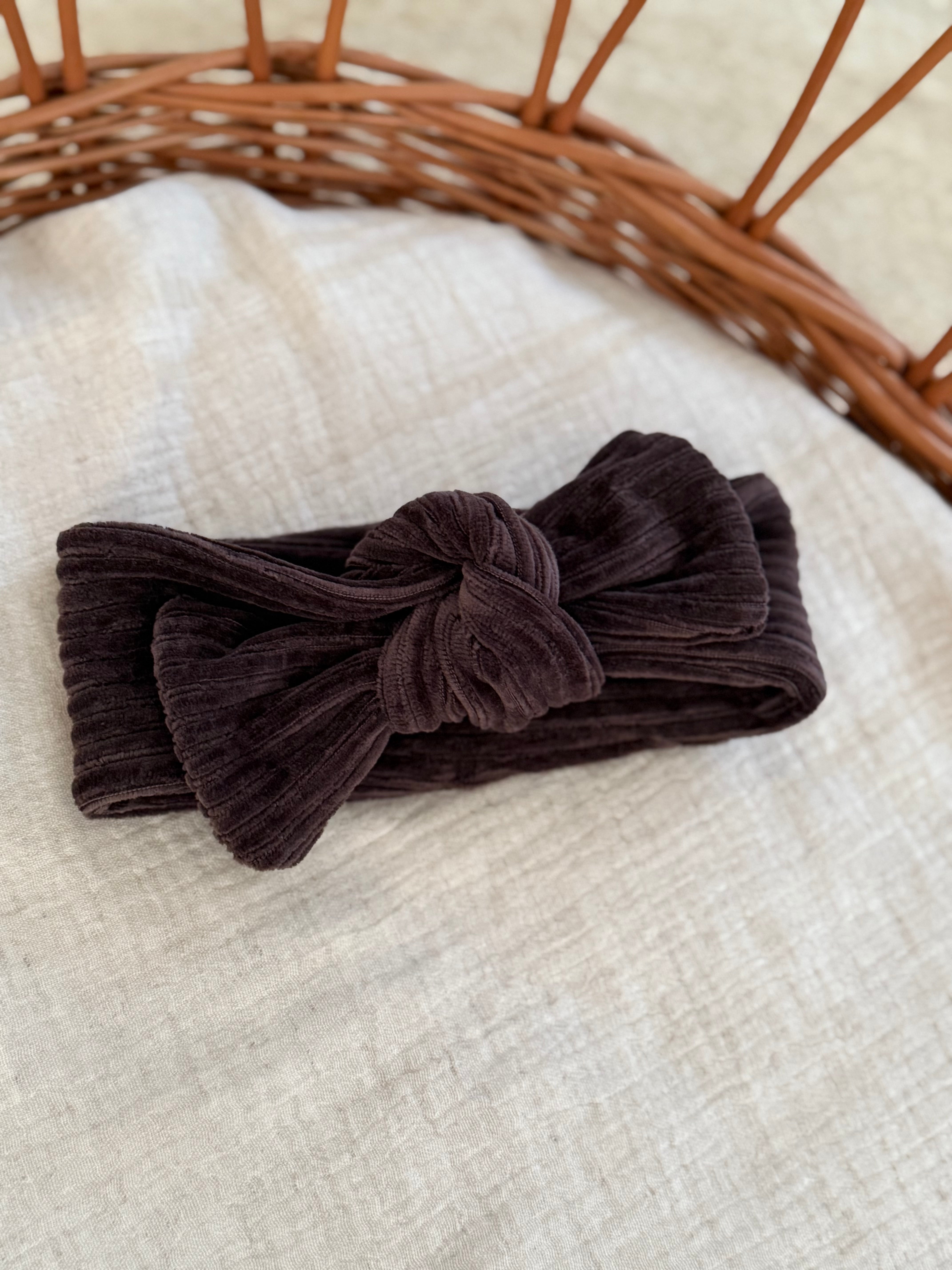 Haarbandje - fluweel donker bruin - For Your Little Cutie