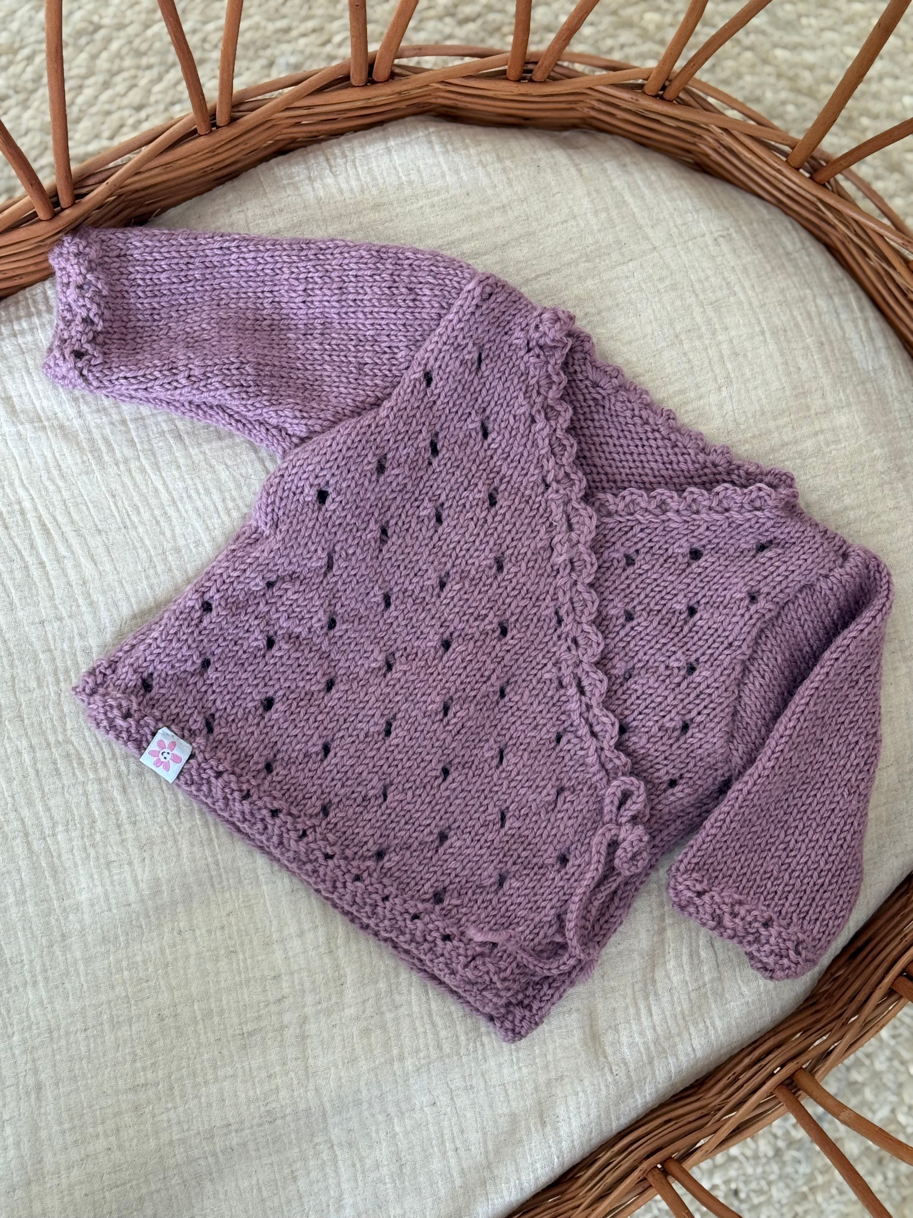 Overslagvest - merino wol lila - For Your Little Cutie