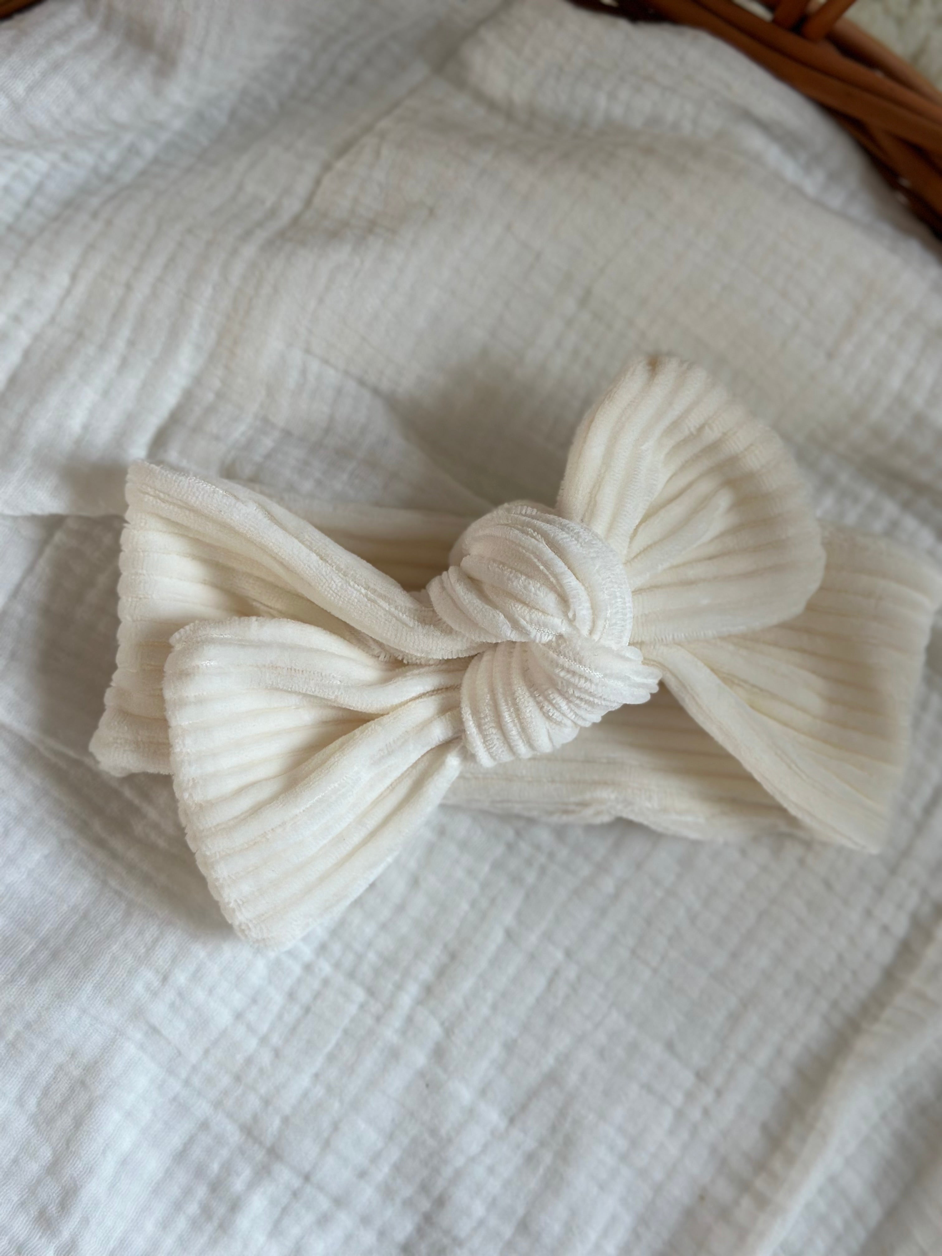 Haarbandje - fluweel rib ecru - For Your Little Cutie