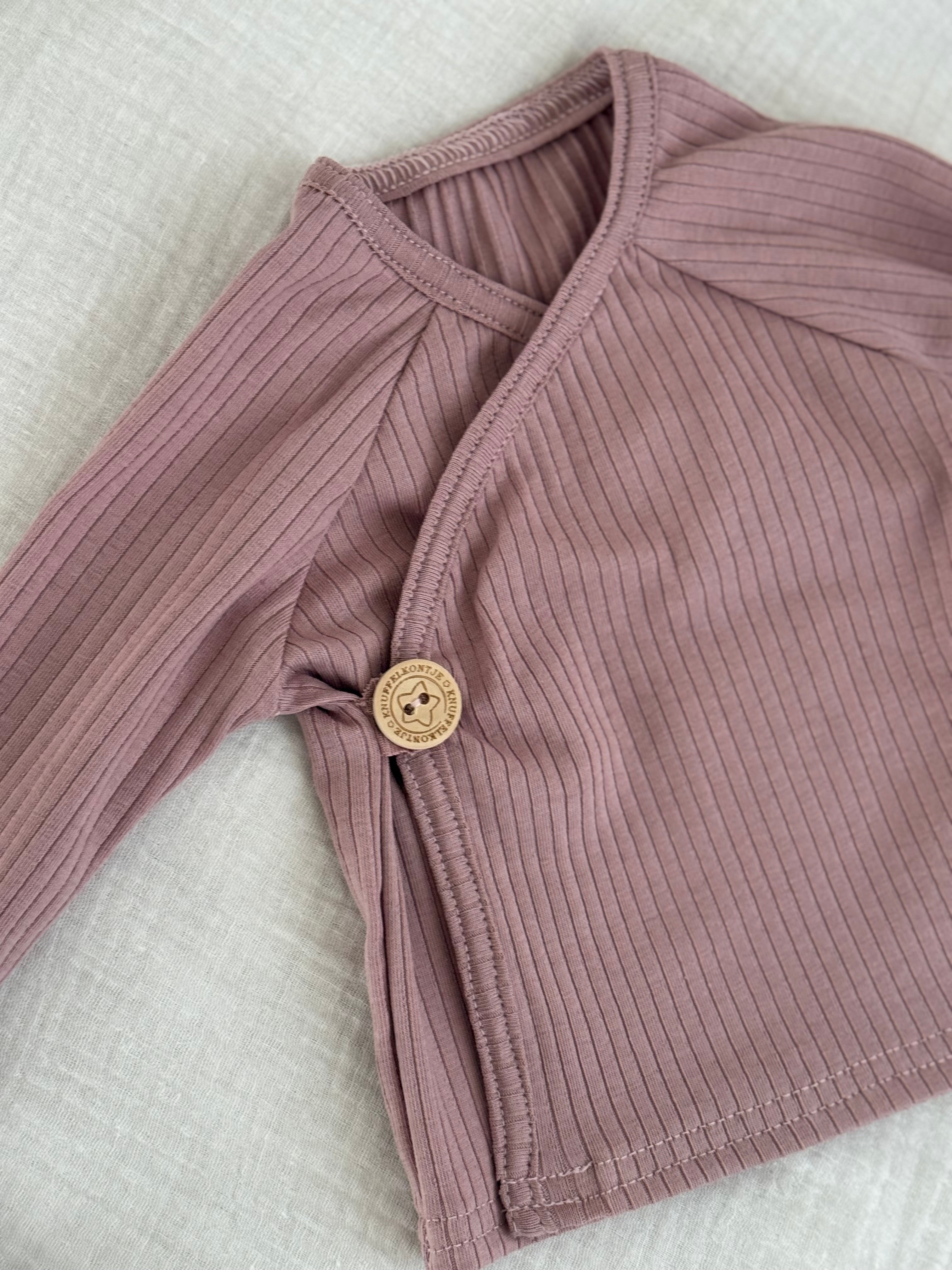 Overslagshirt unisex jersey rib - roze - For Your Little Cutie