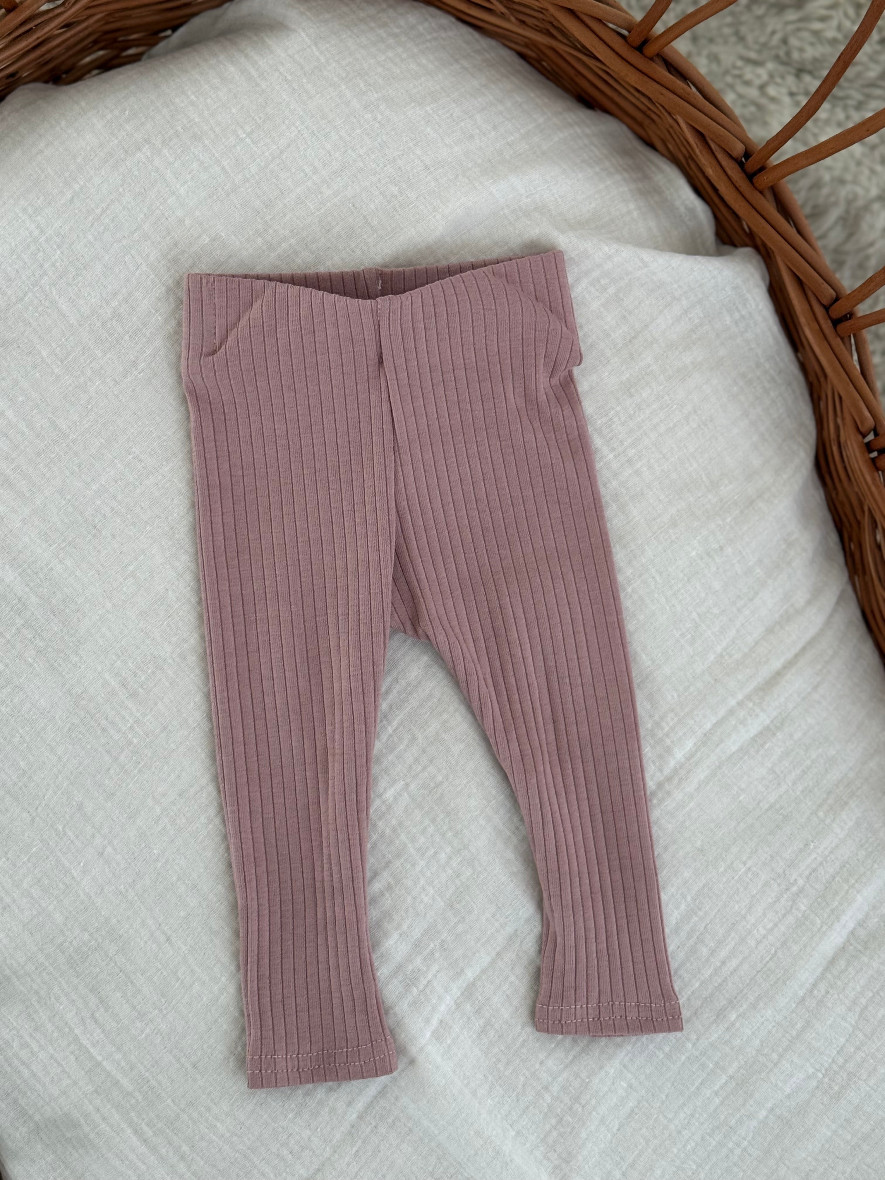 Legging/broekje unisex jersey rib - roze - For Your Little Cutie