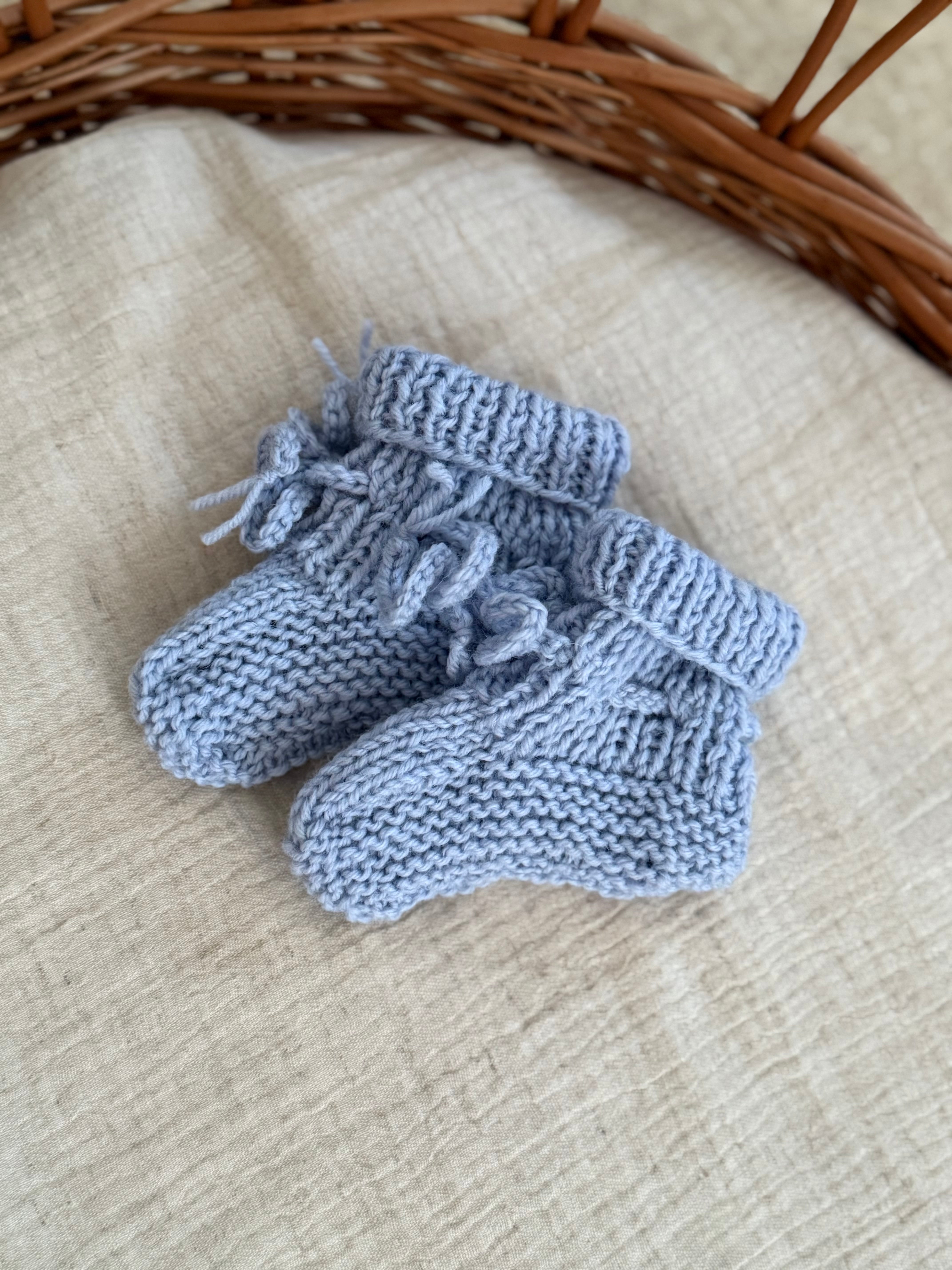 Slofjes merino wol - baby blauw