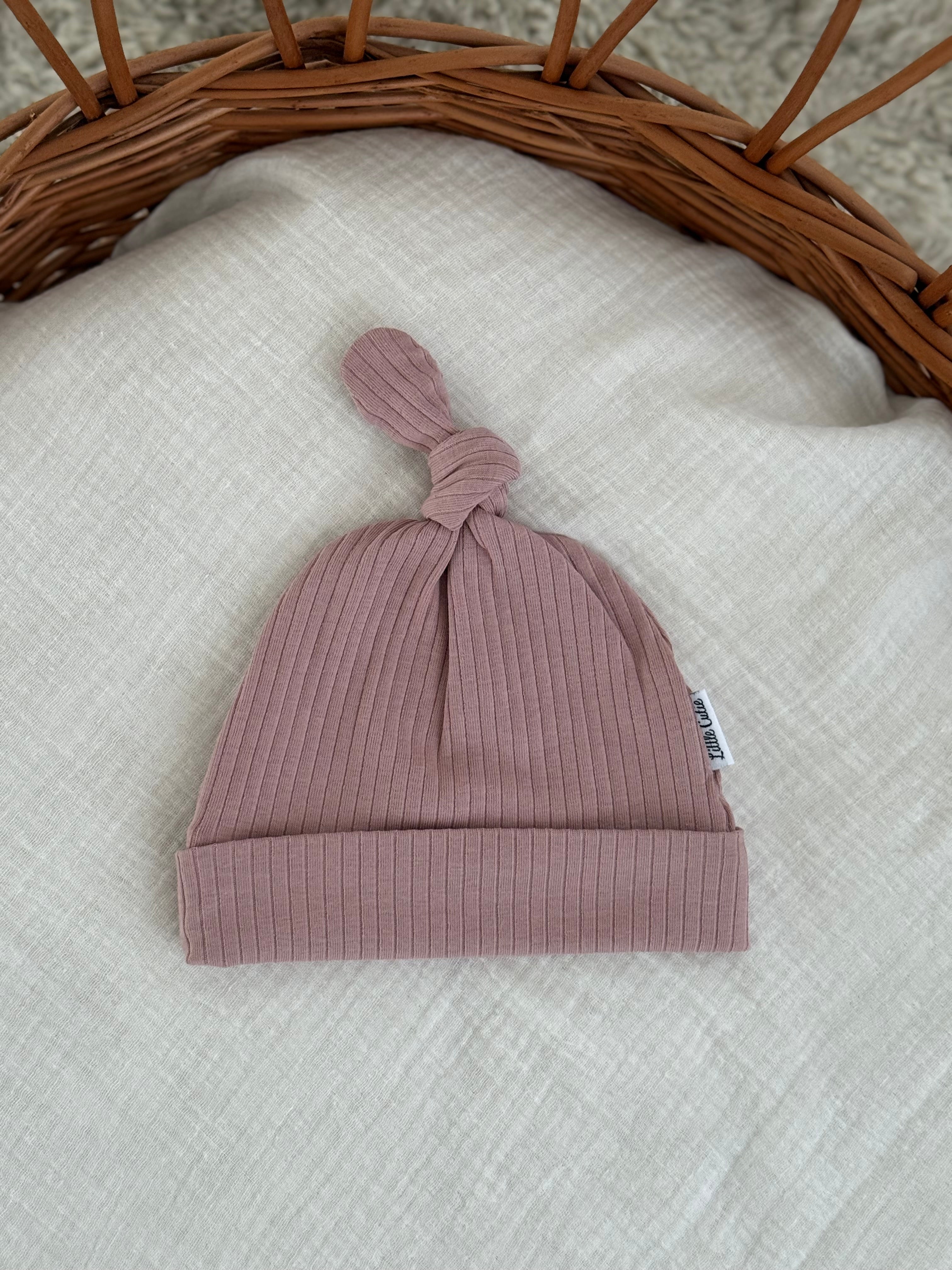 Mutsje unisex jersey rib - roze - For Your Little Cutie