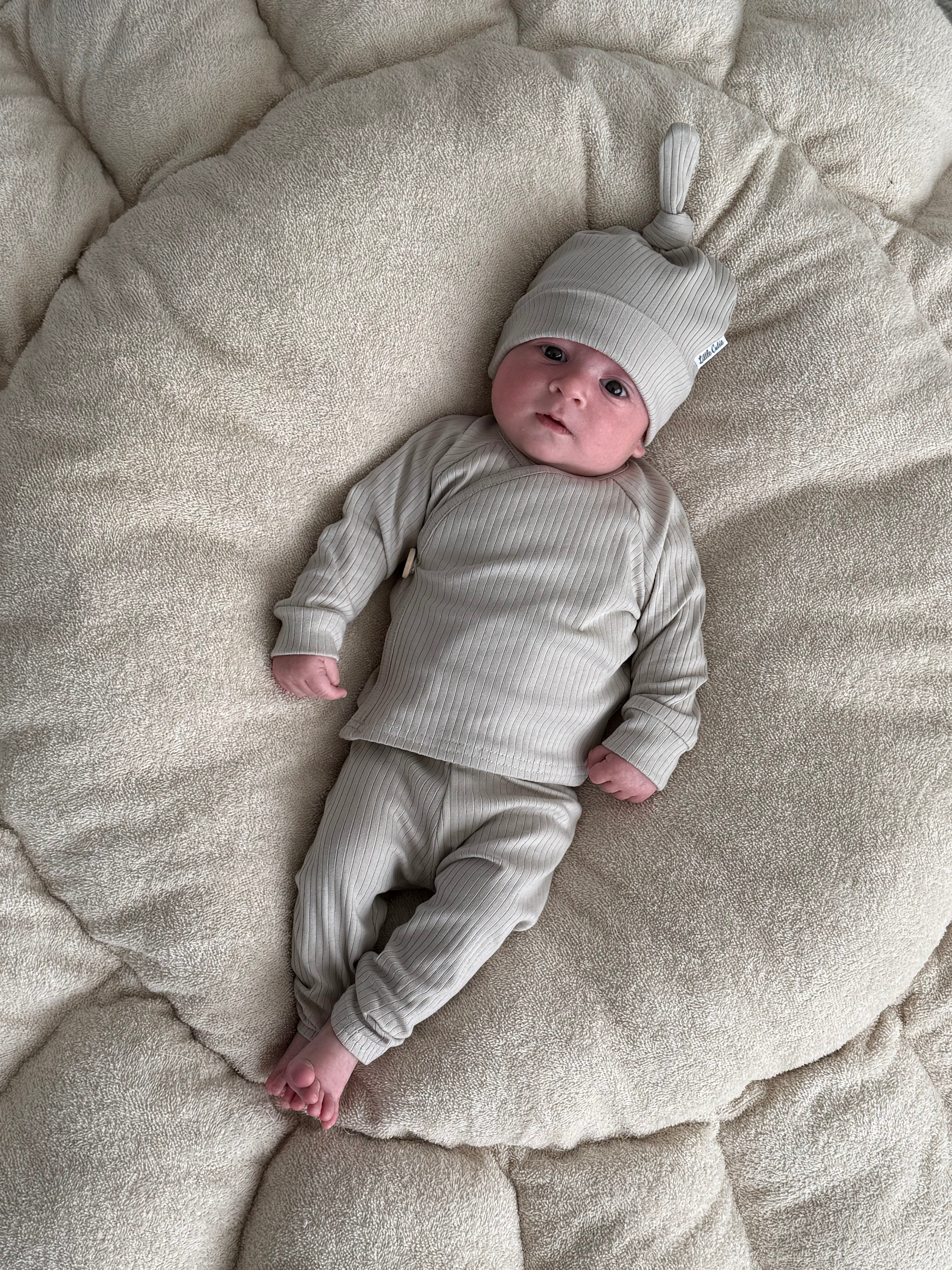 Legging/ broekje unisex jersey rib - beige - For Your Little Cutie