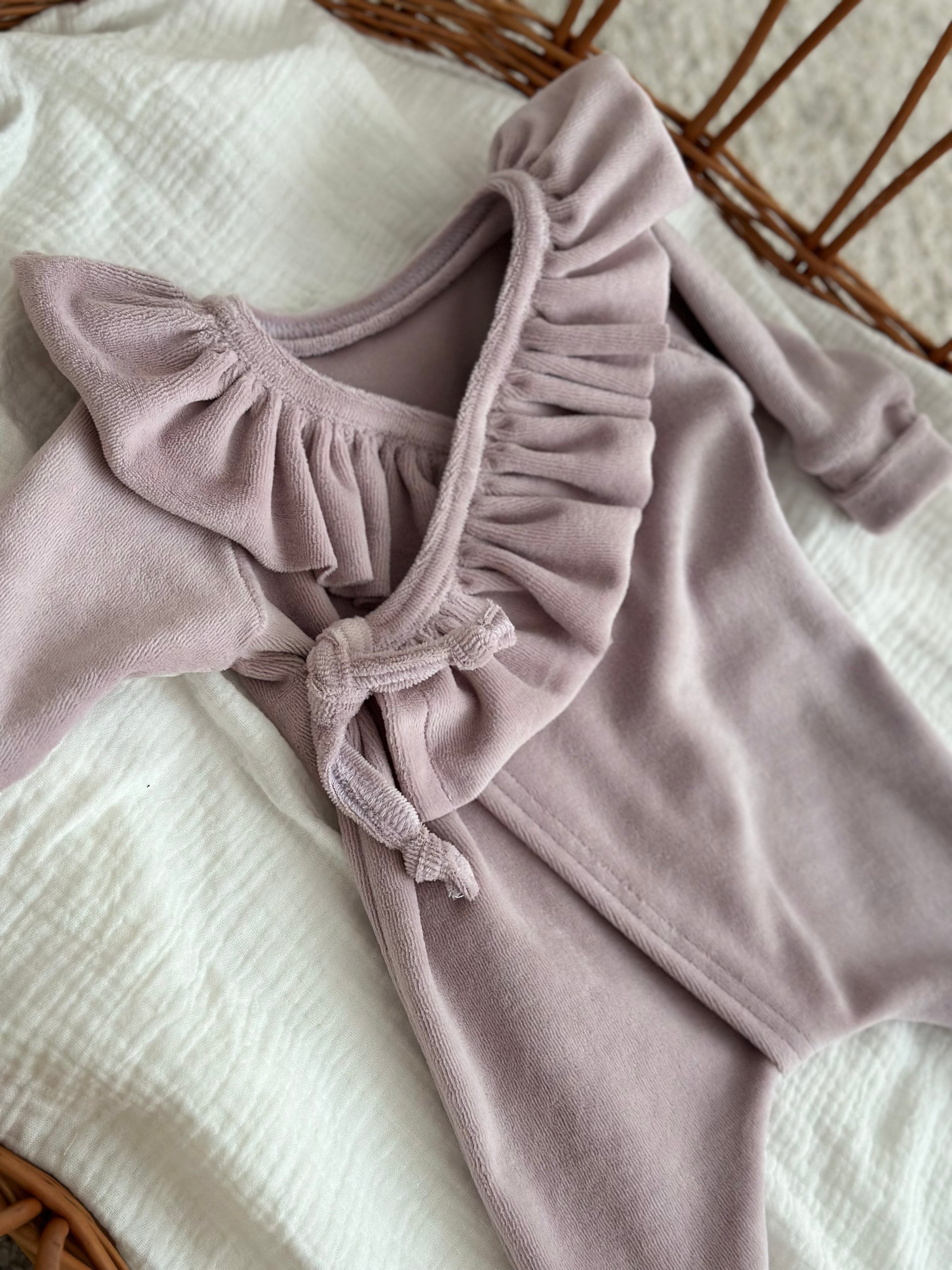 Overslag boxpakje - Velours lila - For Your Little Cutie