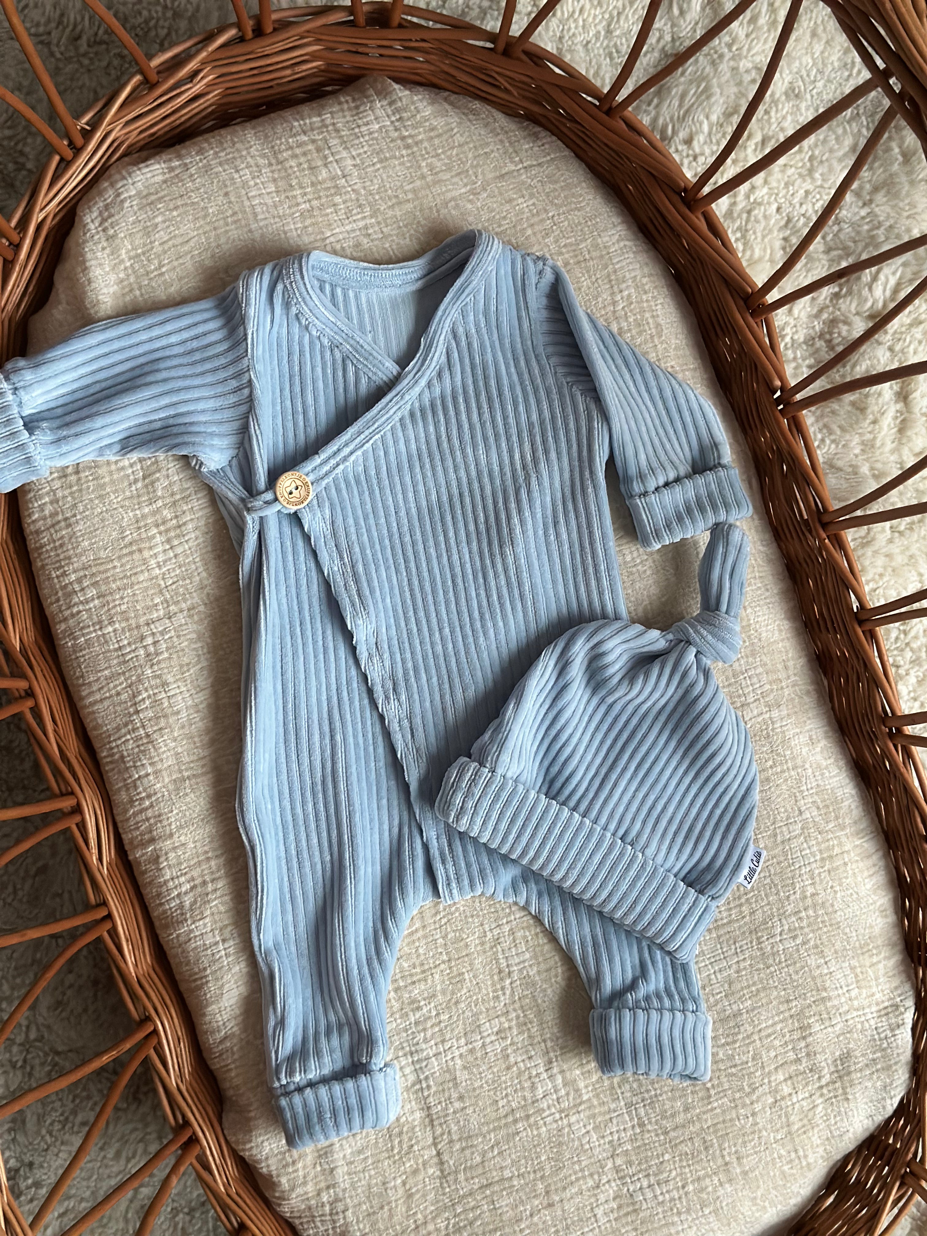 Boxpakje unisex - Fluweel rib baby blauw - For Your Little Cutie