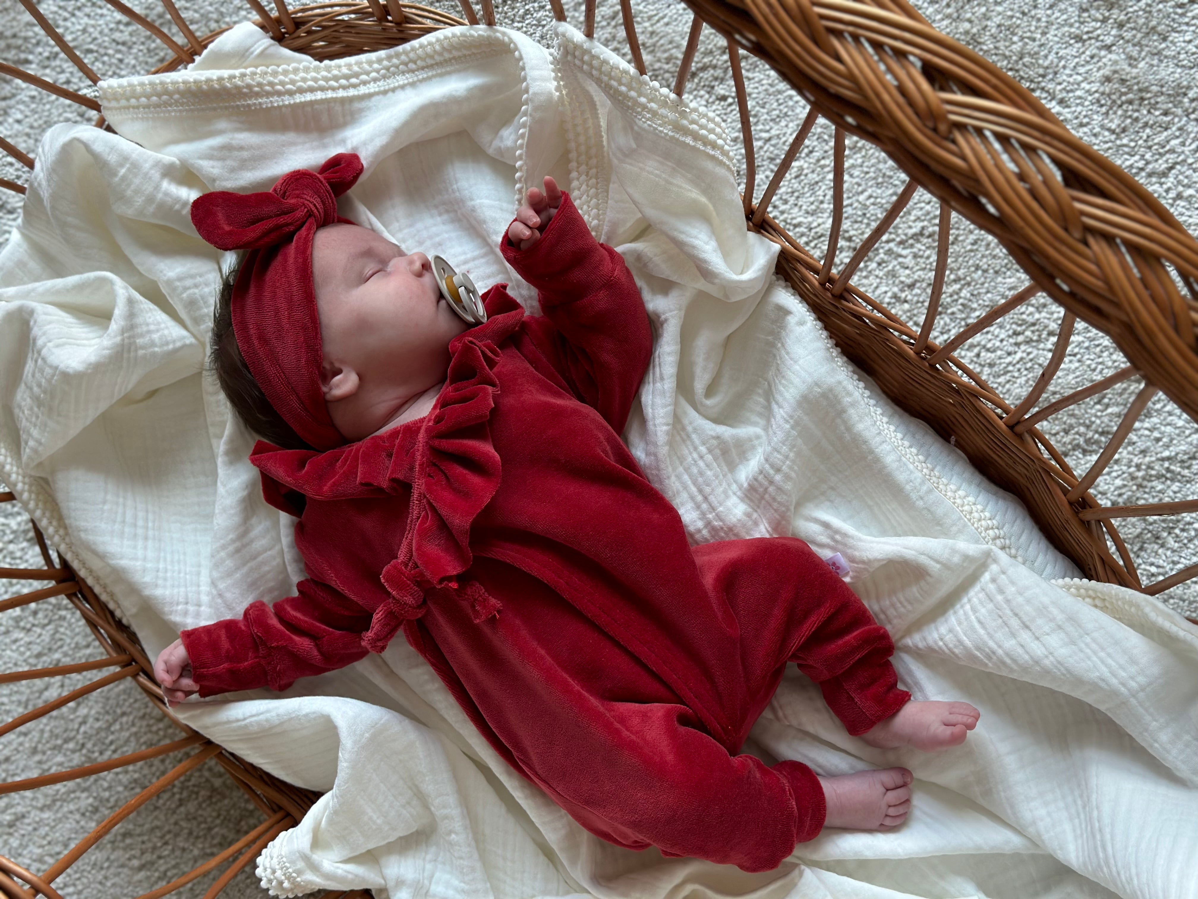 Overslag boxpakje - Velours red - For Your Little Cutie