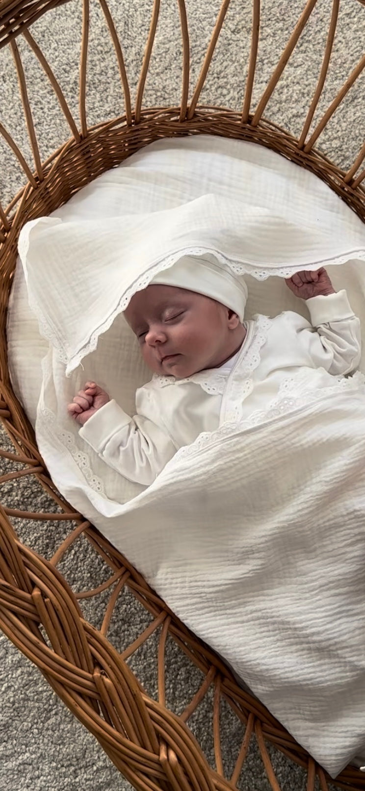 Mousseline doek - wit glitter 80x80 - For Your Little Cutie