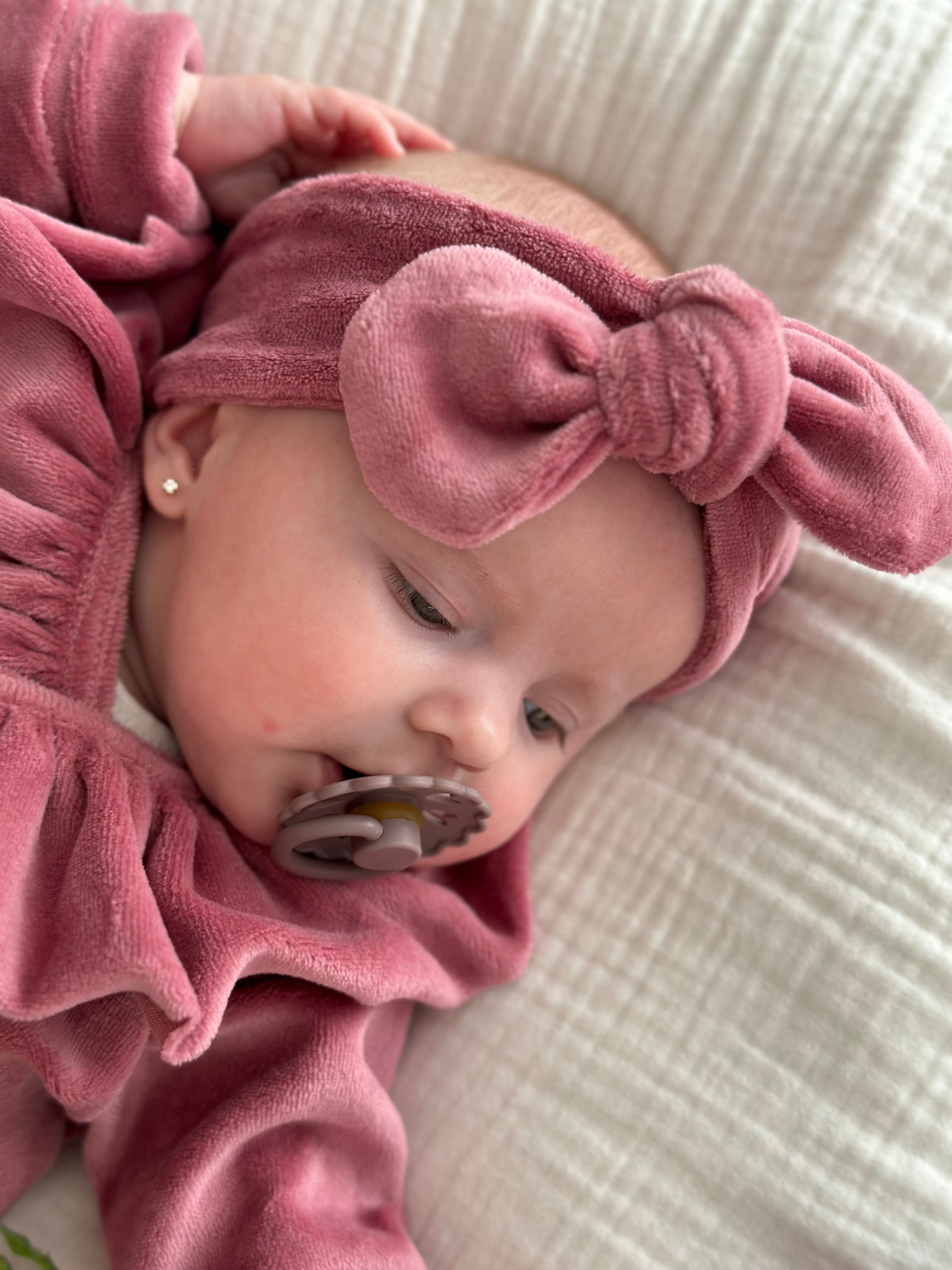 Haarbandje - Velours oud roze - For Your Little Cutie