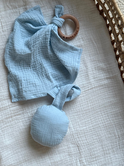 Bijtring/Swaddle - Baby Boy Blauw - For Your Little Cutie