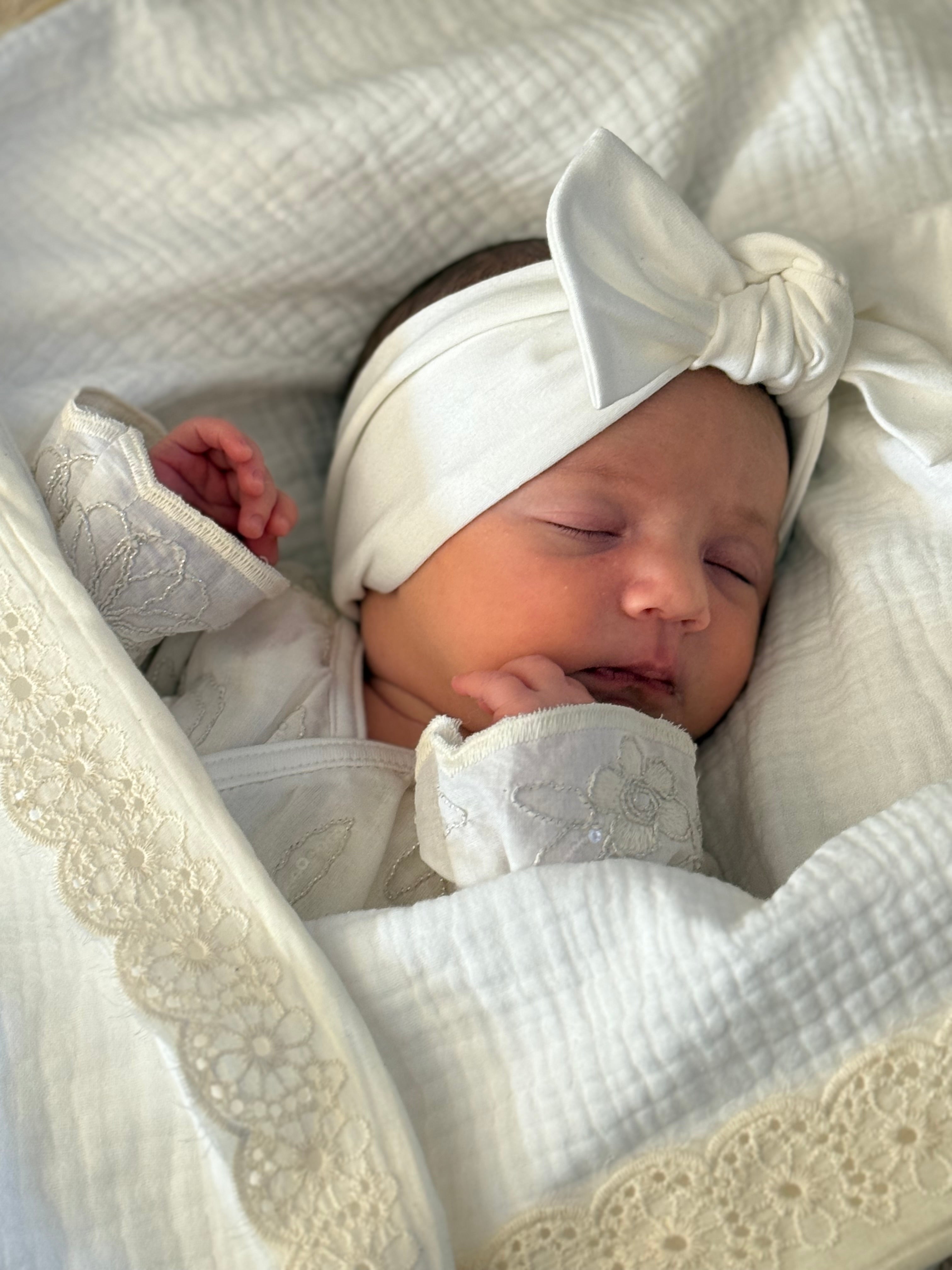 Mousseline Doek Dahlia — Ecru met Kanten Rand - For Your Little Cutie