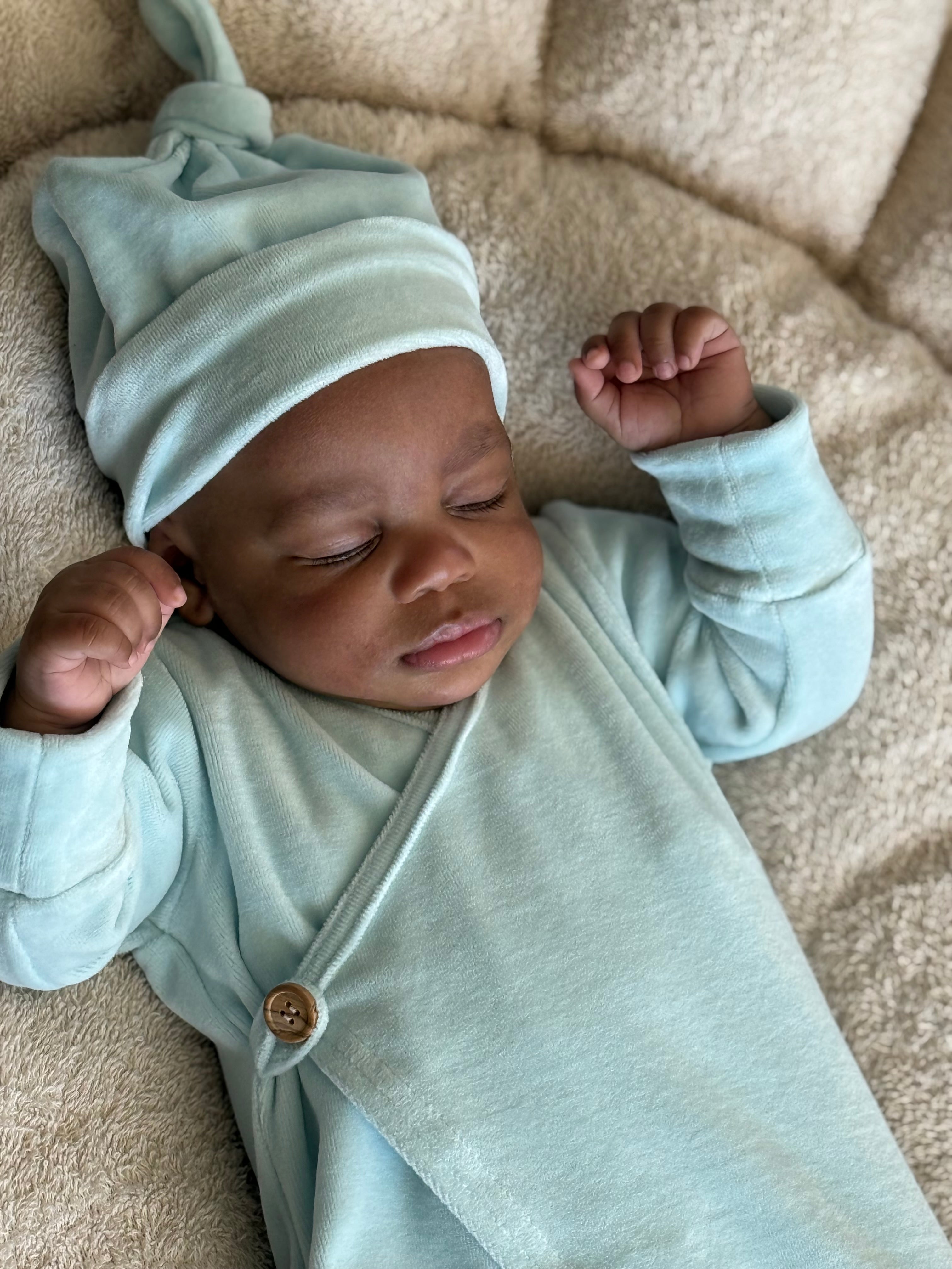 Boxpakje unisex - Velours baby blauw - For Your Little Cutie