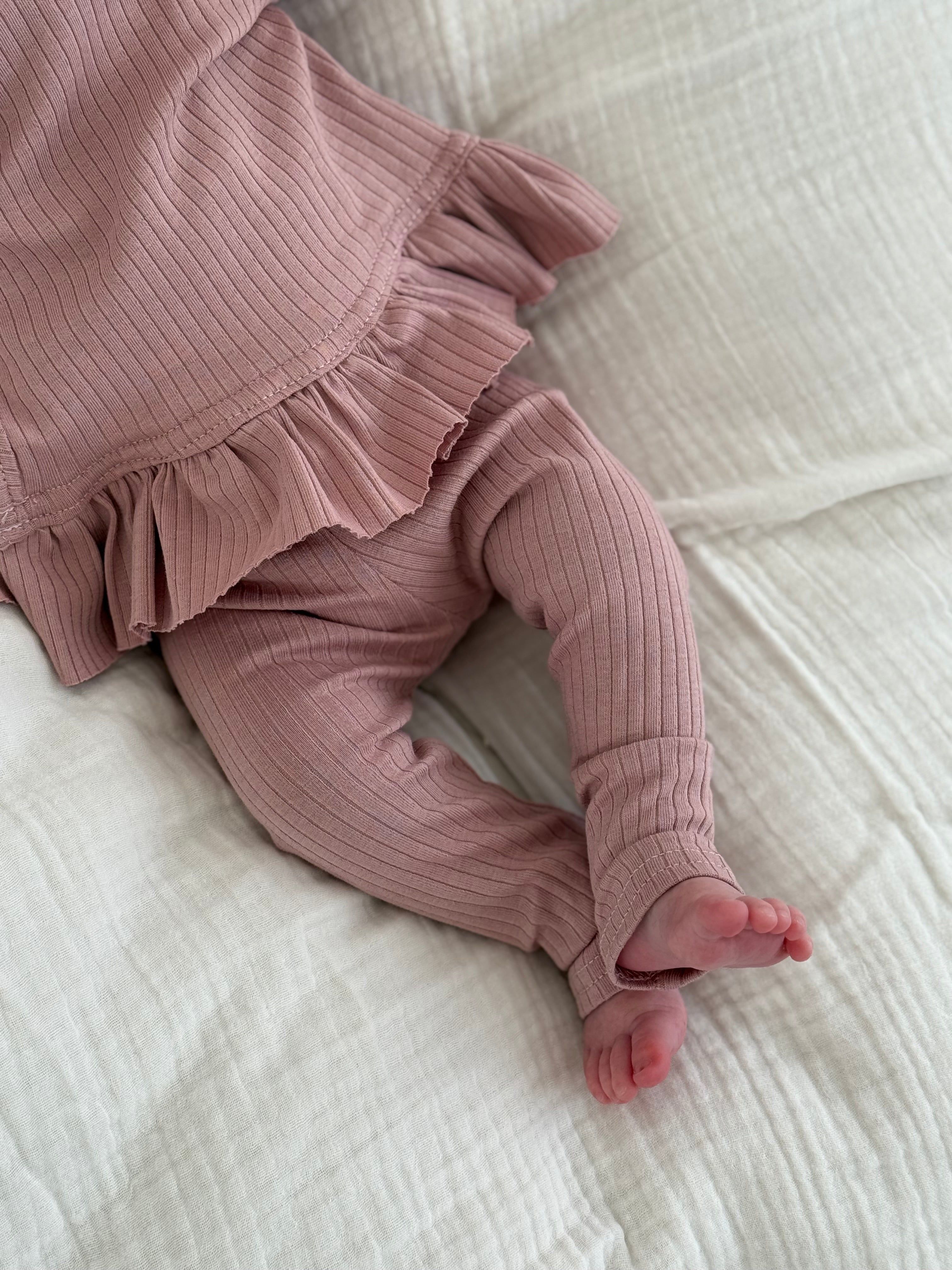 Legging/broekje unisex jersey rib - roze - For Your Little Cutie