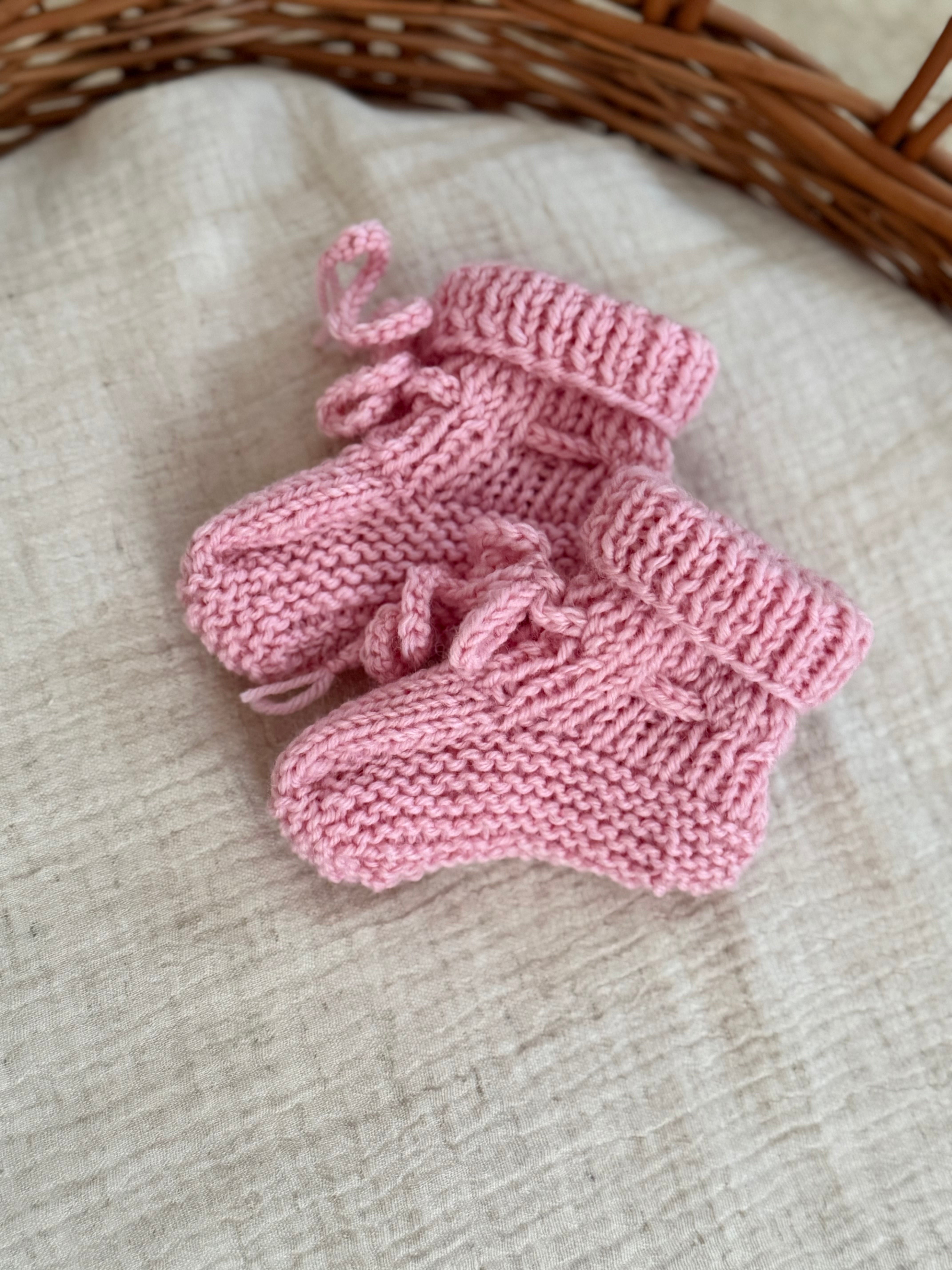 Slofjes merino wol - baby roze