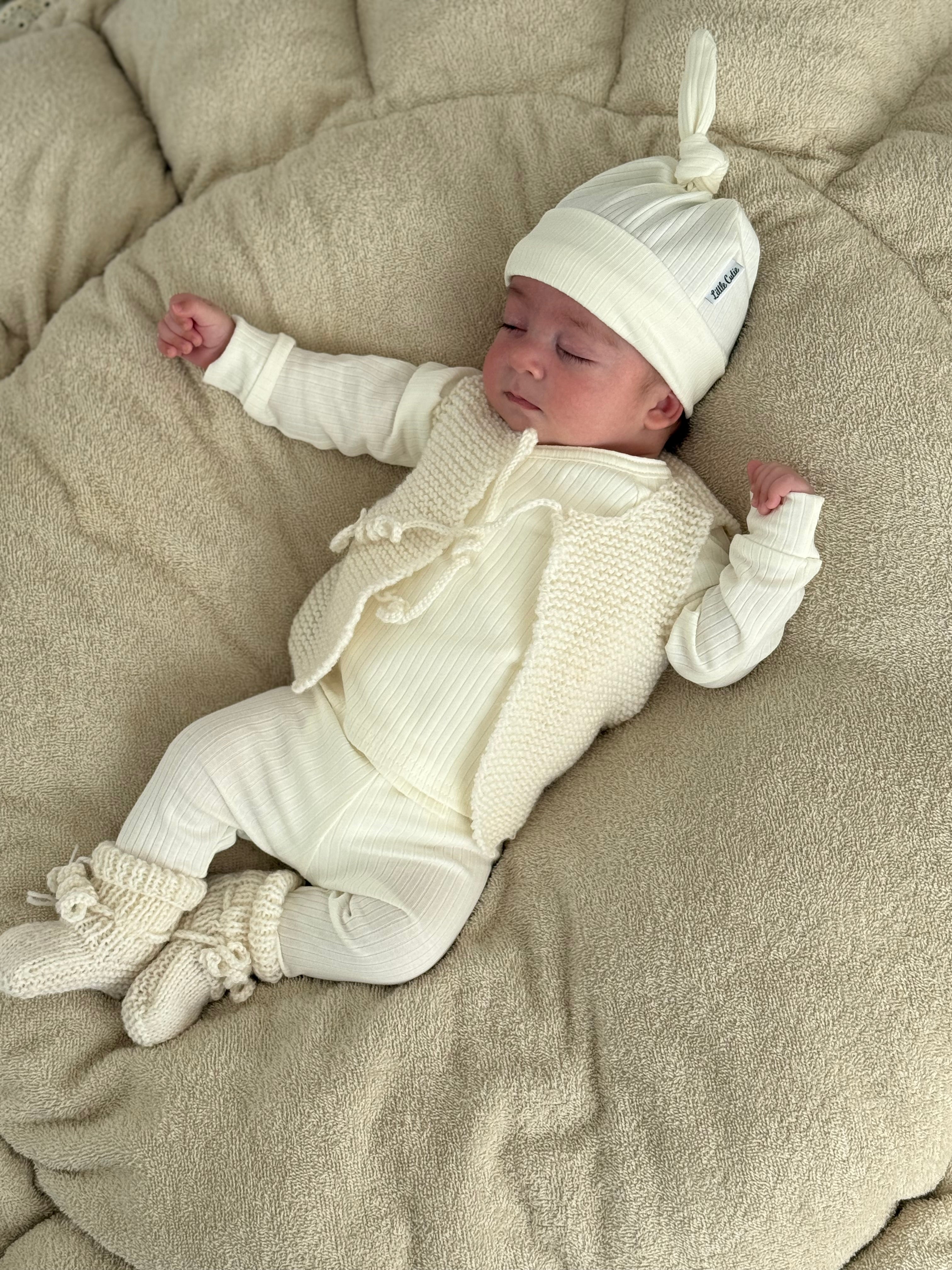 Legging/broekje unisex jersey rib - off white - For Your Little Cutie