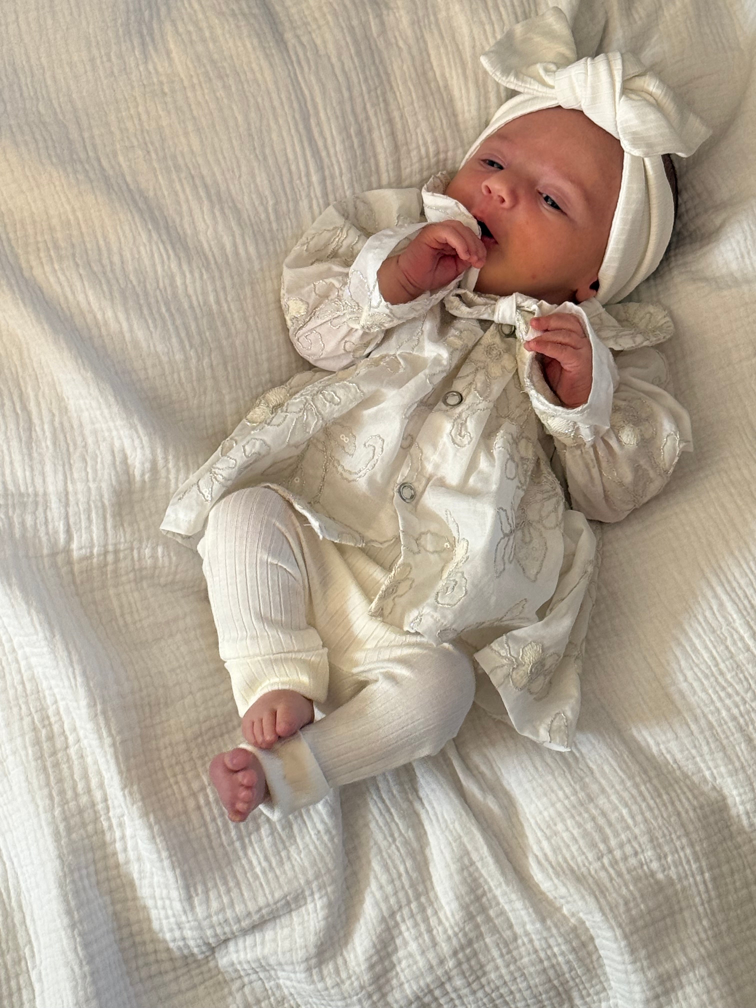 Dahlia Broekje - Jersey Rib Ecru - For Your Little Cutie