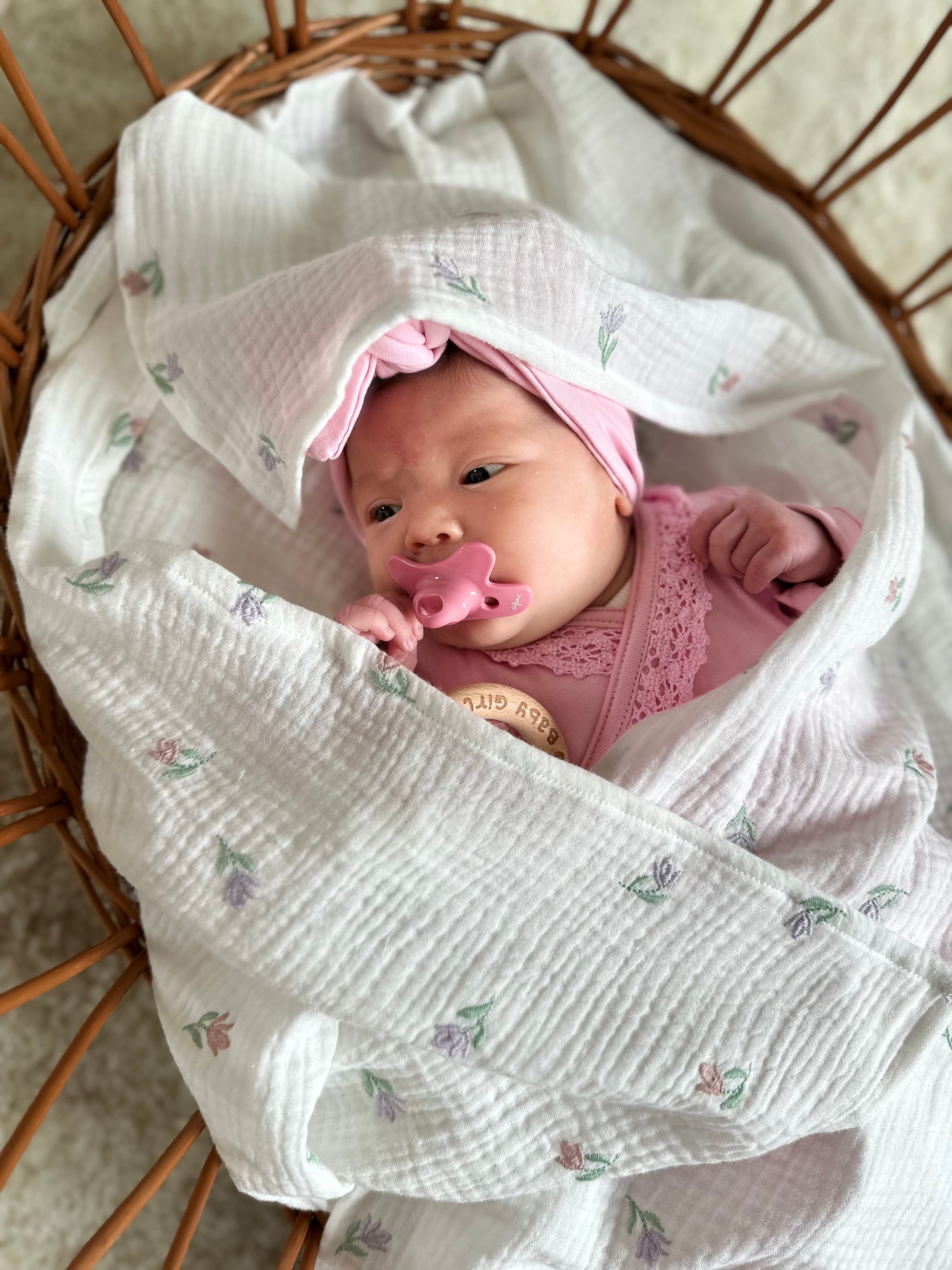 Newborn setje 5 delig - Baby pink/flower - For Your Little Cutie