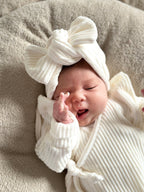 Haarbandje - fluweel rib ecru - For Your Little Cutie