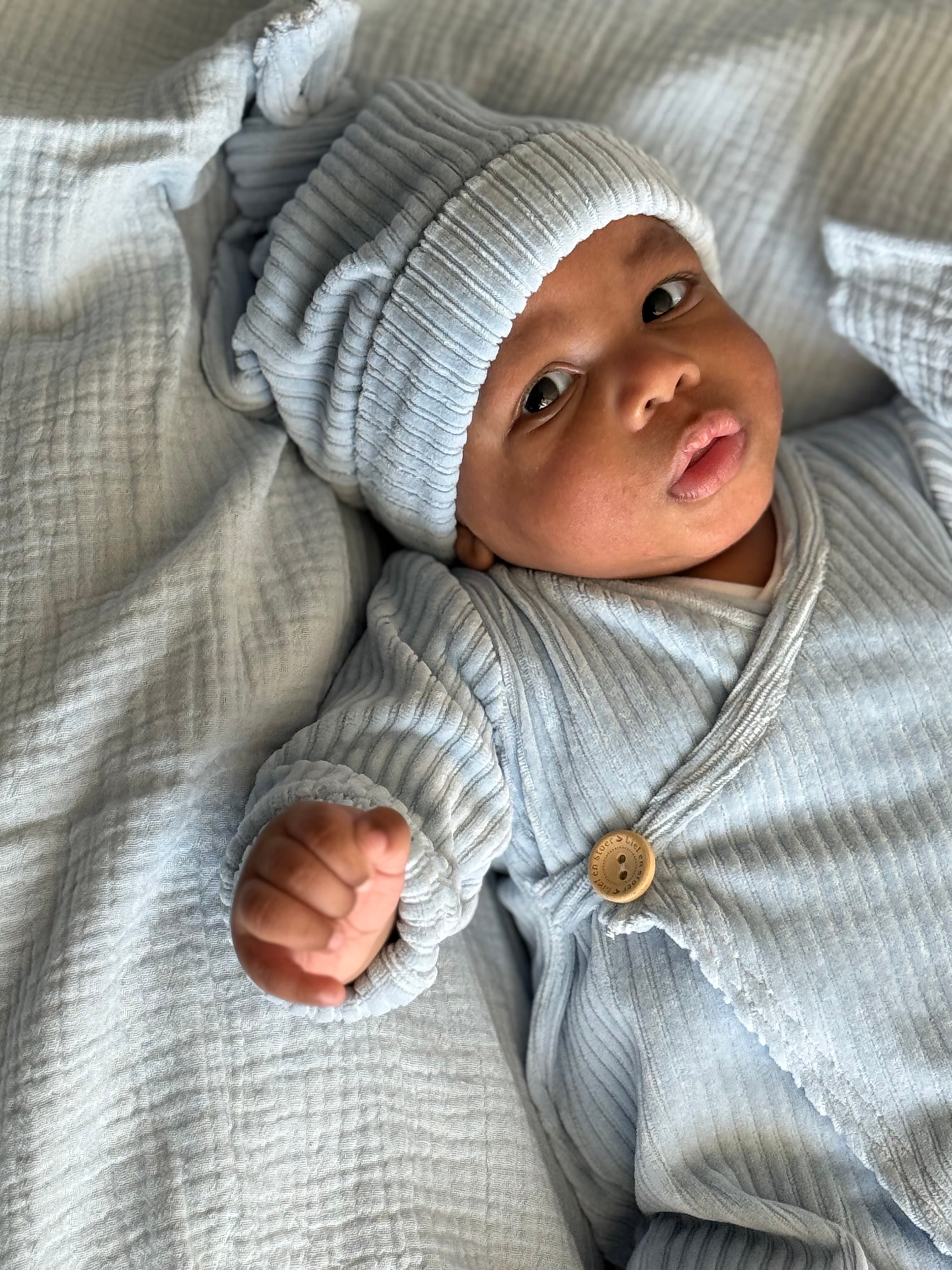 Boxpakje unisex - Fluweel rib baby blauw - For Your Little Cutie