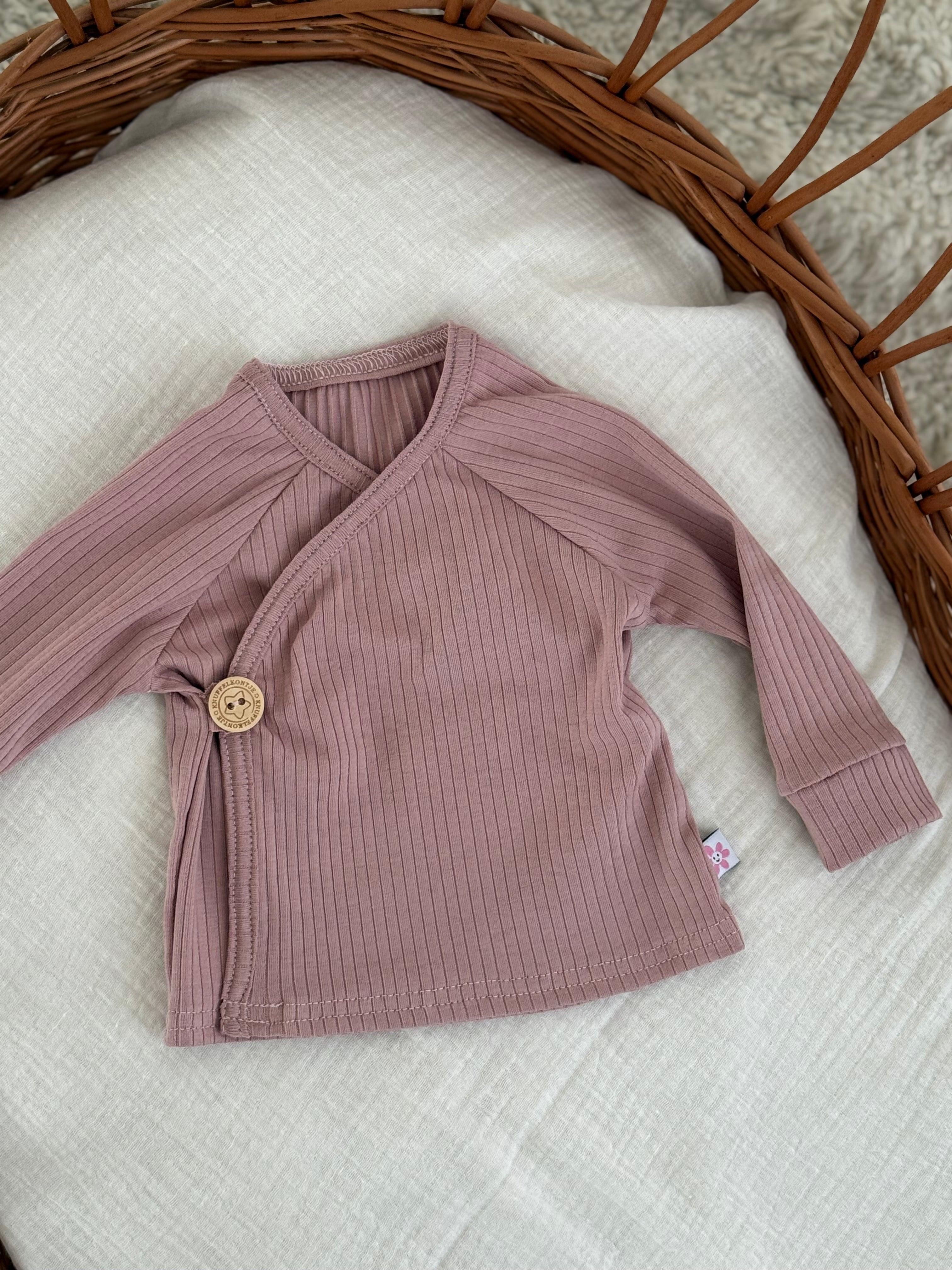 Overslagshirt unisex jersey rib - roze - For Your Little Cutie