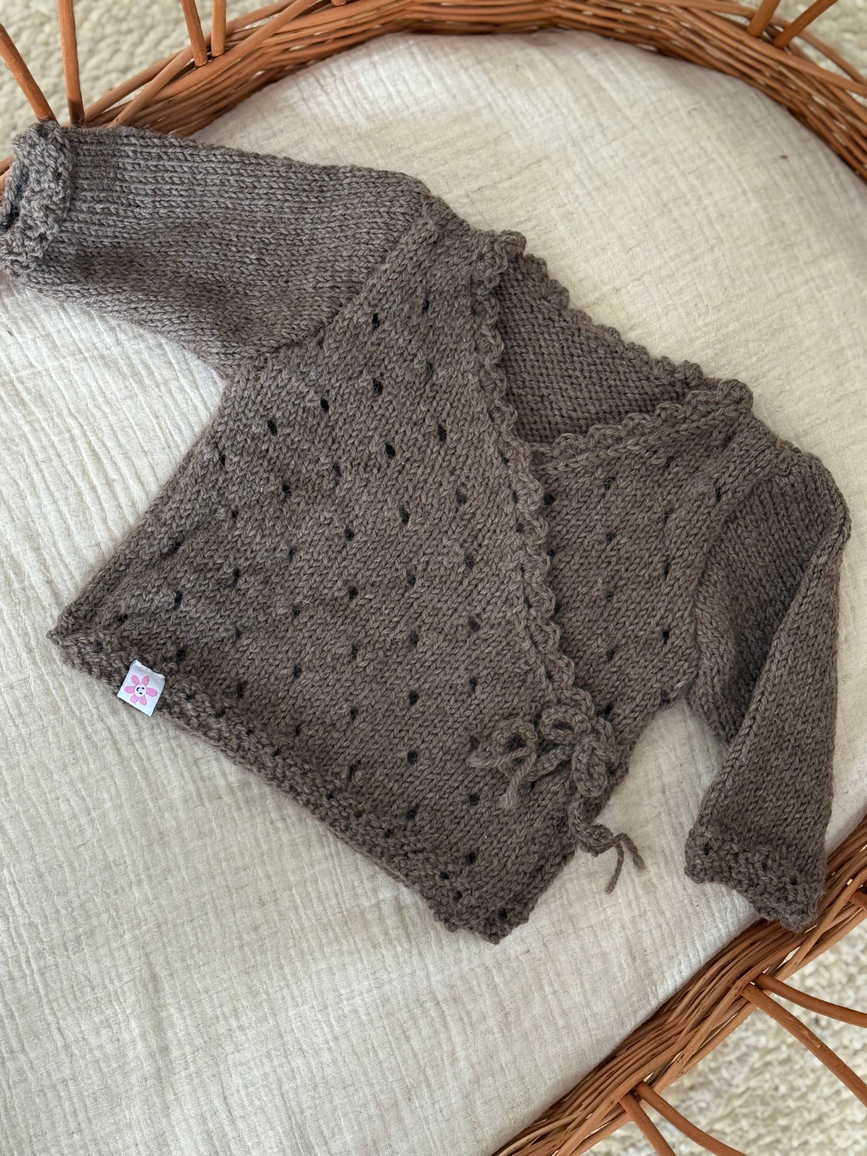 Overslagvest - Merino wol bruin - For Your Little Cutie