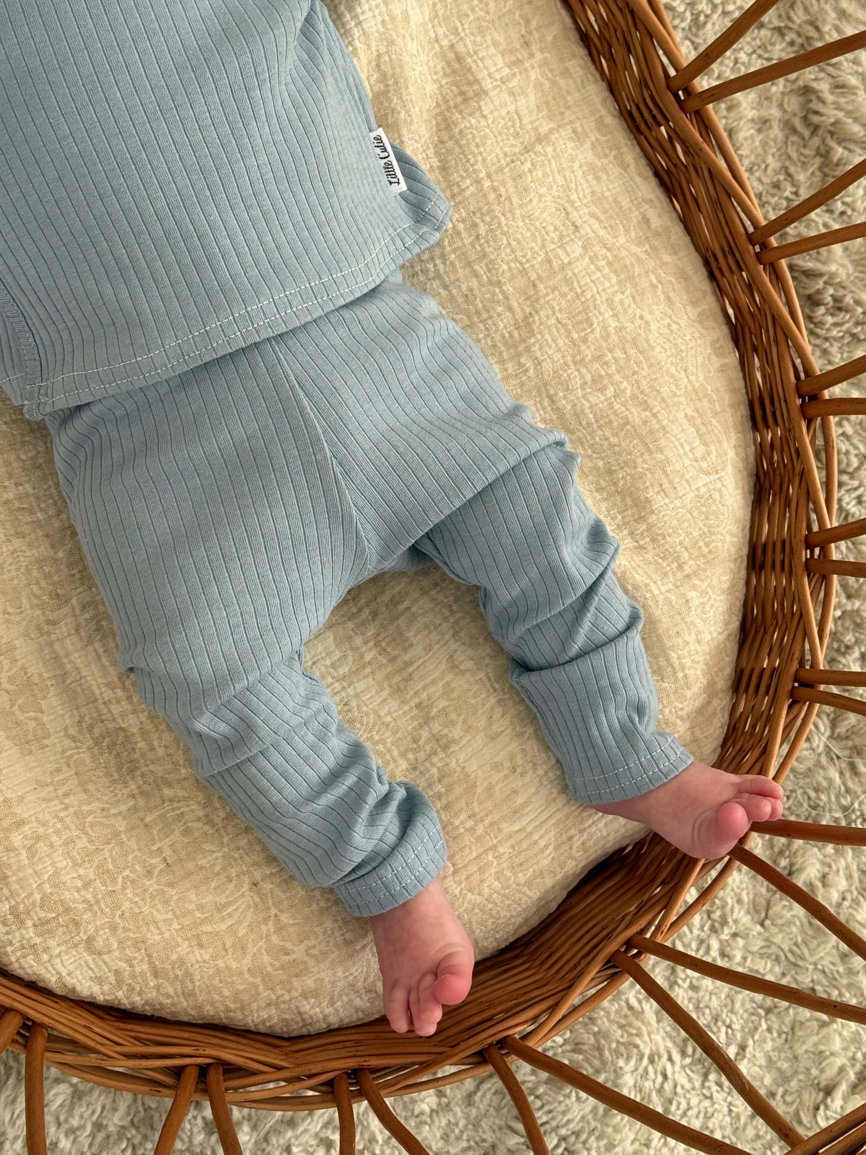 Legging/broekje unisex jersey rib - blauw - For Your Little Cutie