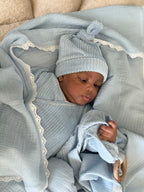 Mousseline Doek Broderie - Baby blauw - For Your Little Cutie
