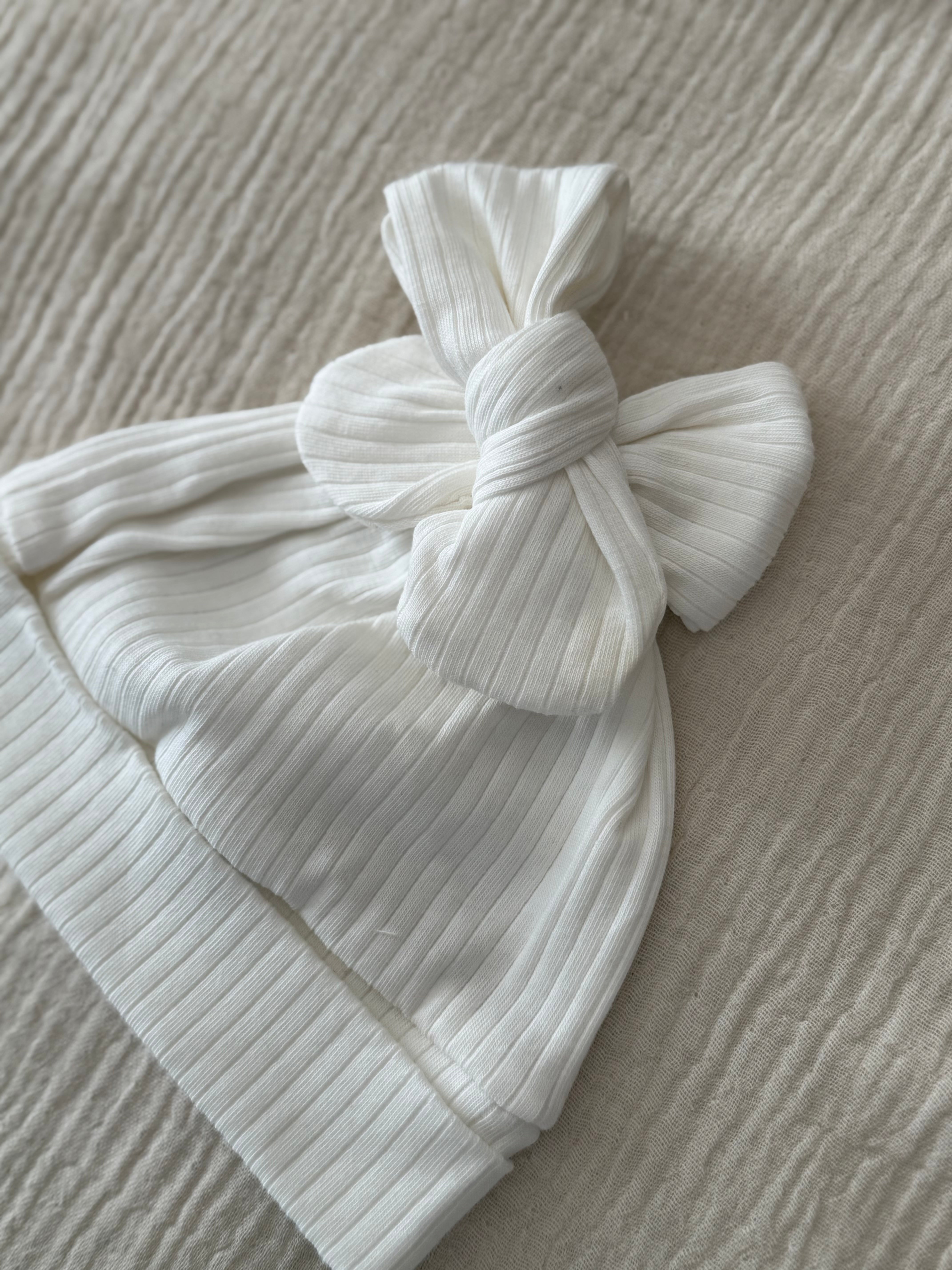 Mutsje Strik Jersey Rib - Ecru - For Your Little Cutie