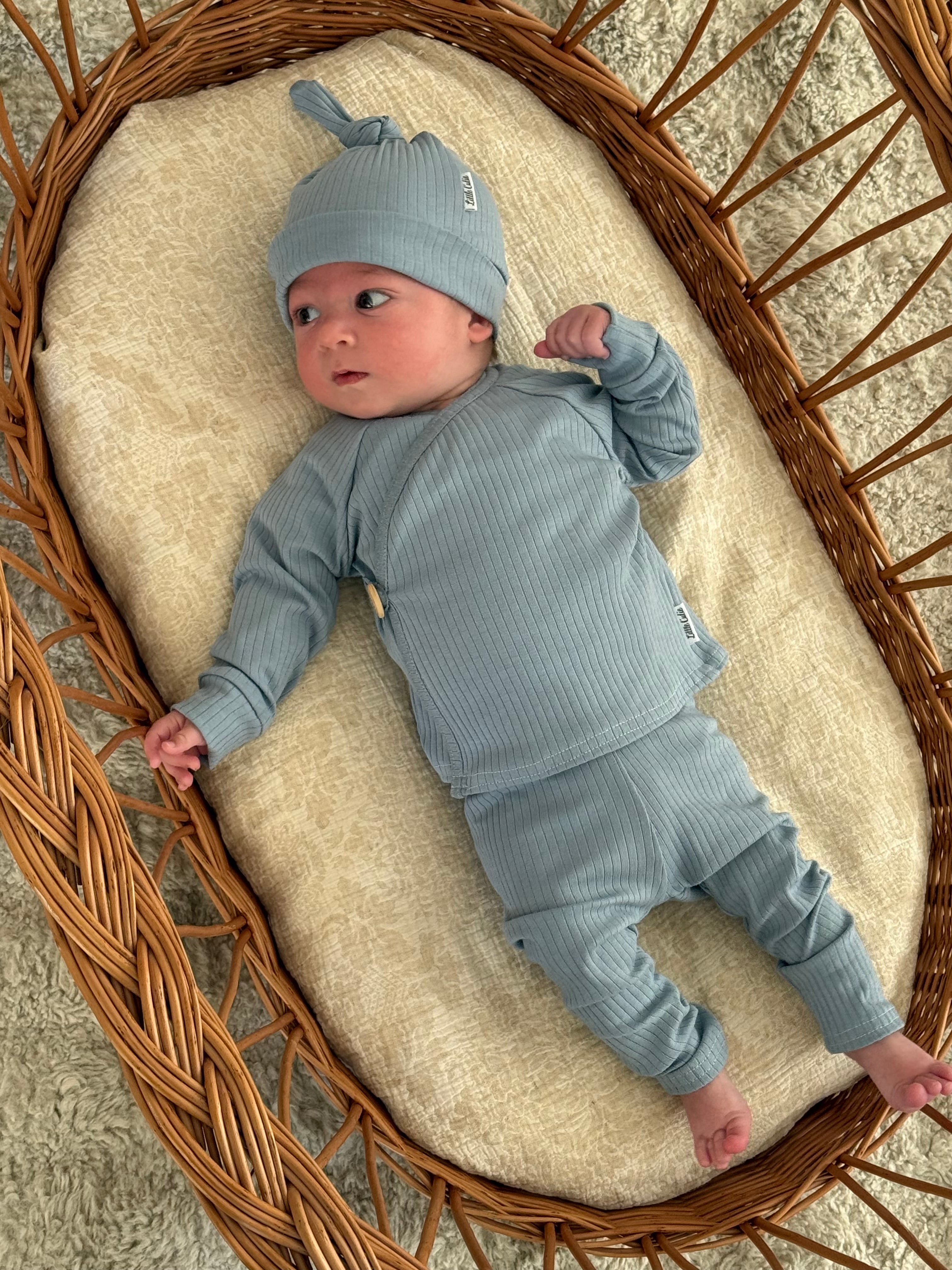 Legging/broekje unisex jersey rib - blauw - For Your Little Cutie