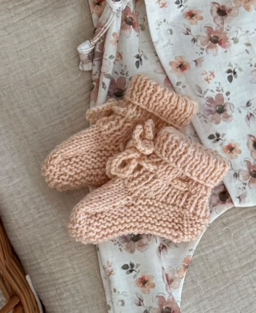 Slofjes merinowol - Zalm - For Your Little Cutie