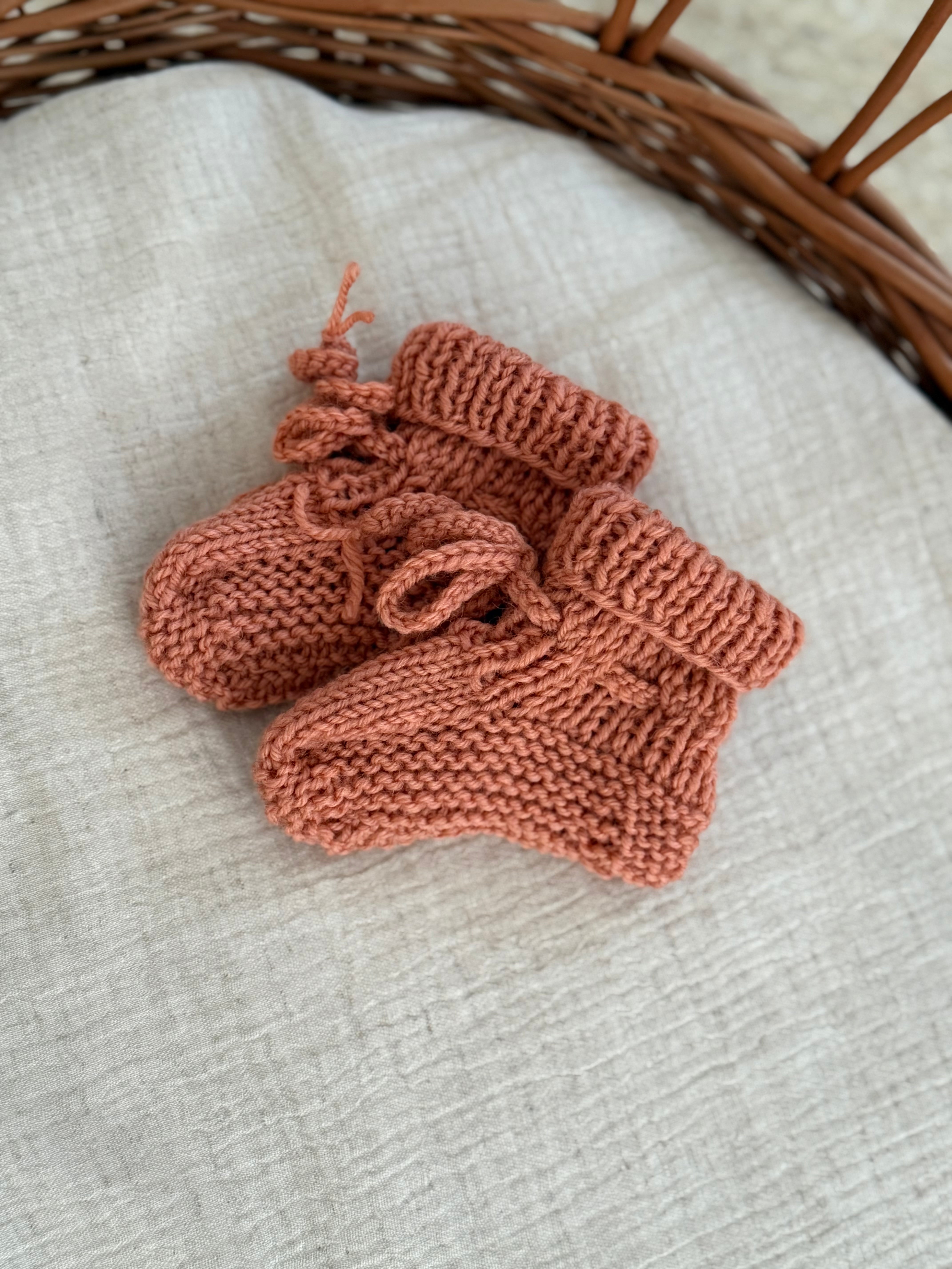 Slofjes merino wol - cognac - For Your Little Cutie