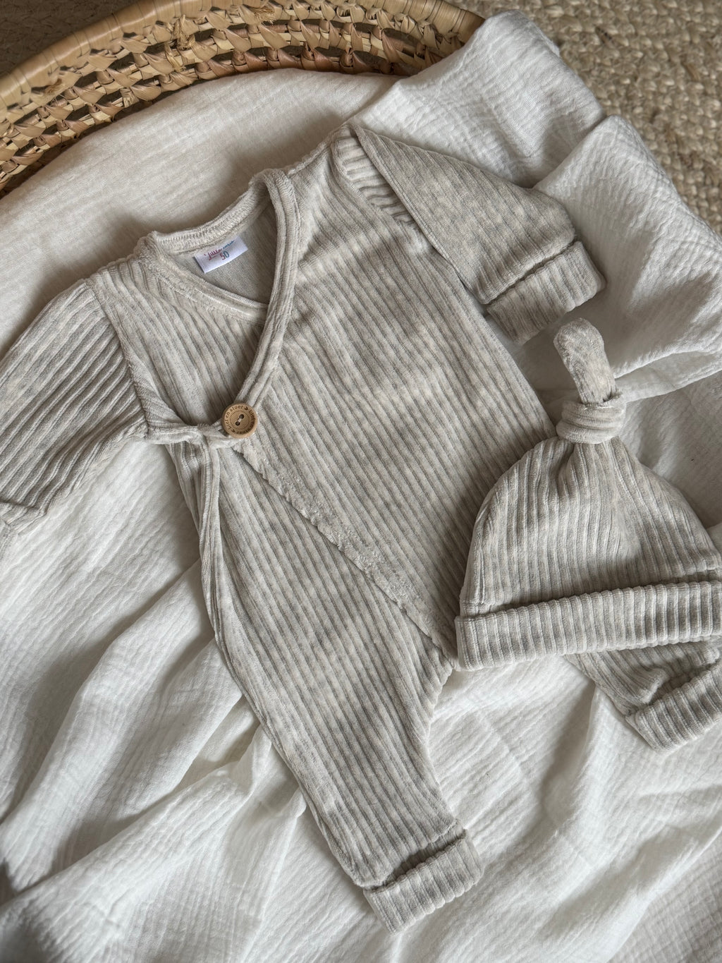 Boxpakje unisex - fluweel rib grijs - For Your Little Cutie