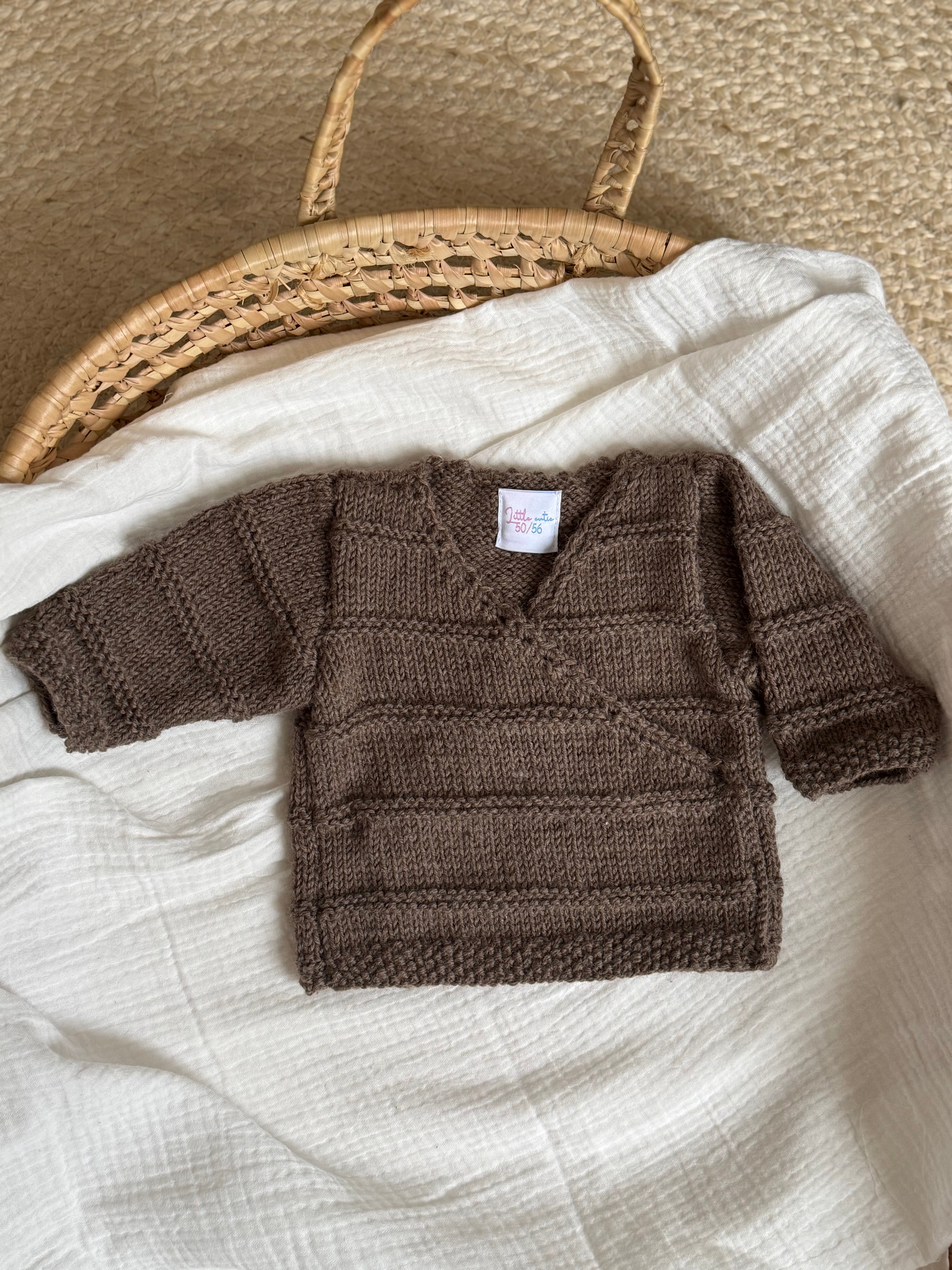 overslagvest unisex - Merino Wol bruin - For Your Little Cutie