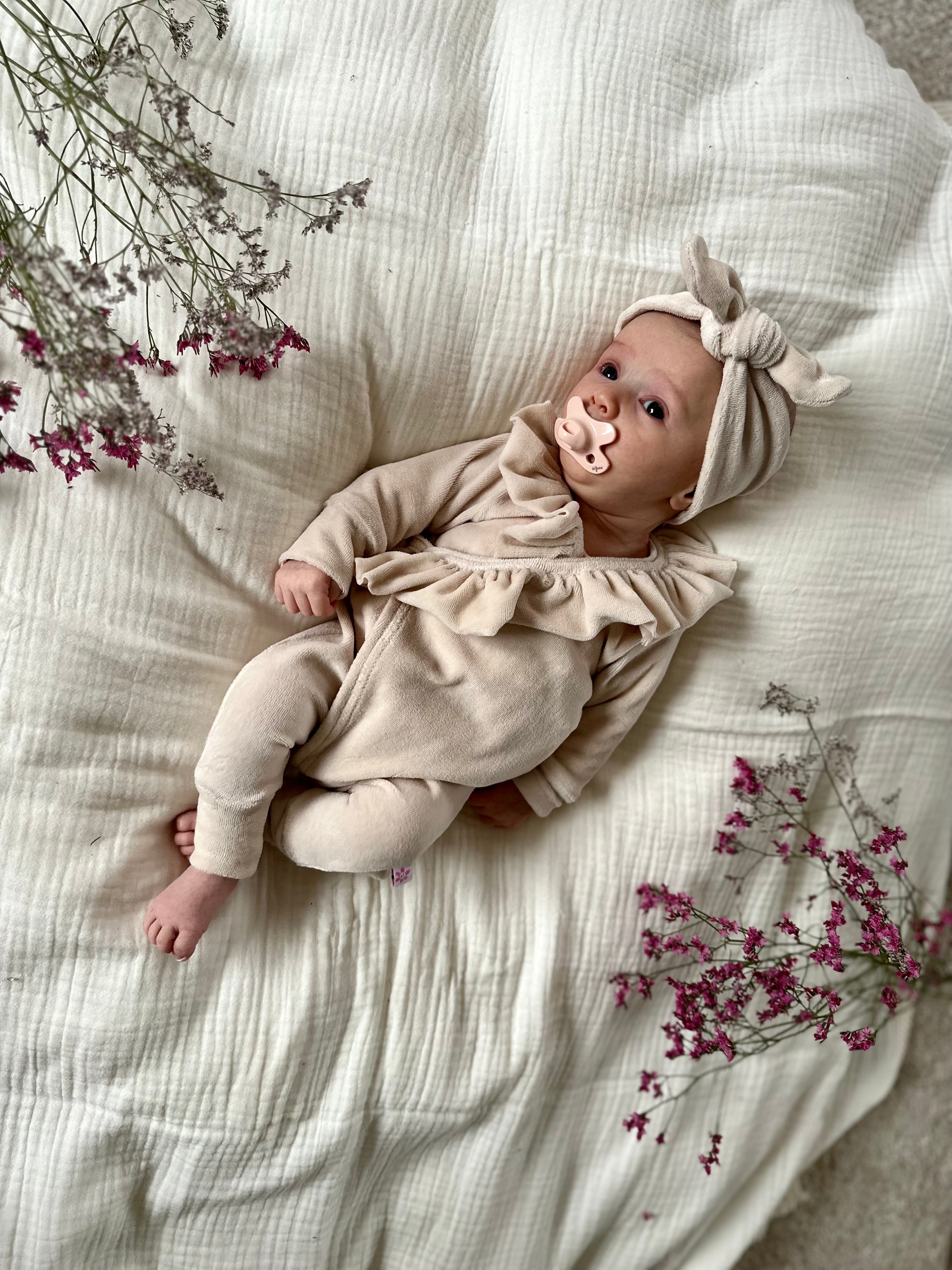 Overslag boxpakje - Velours beige - For Your Little Cutie