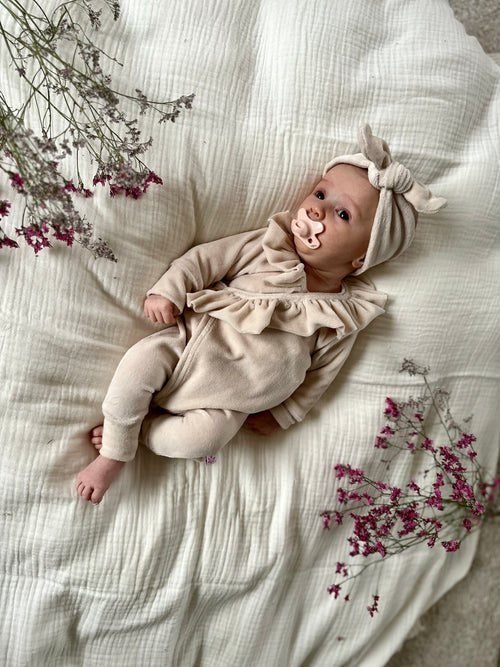 Overslag boxpakje - Velours beige - For Your Little Cutie