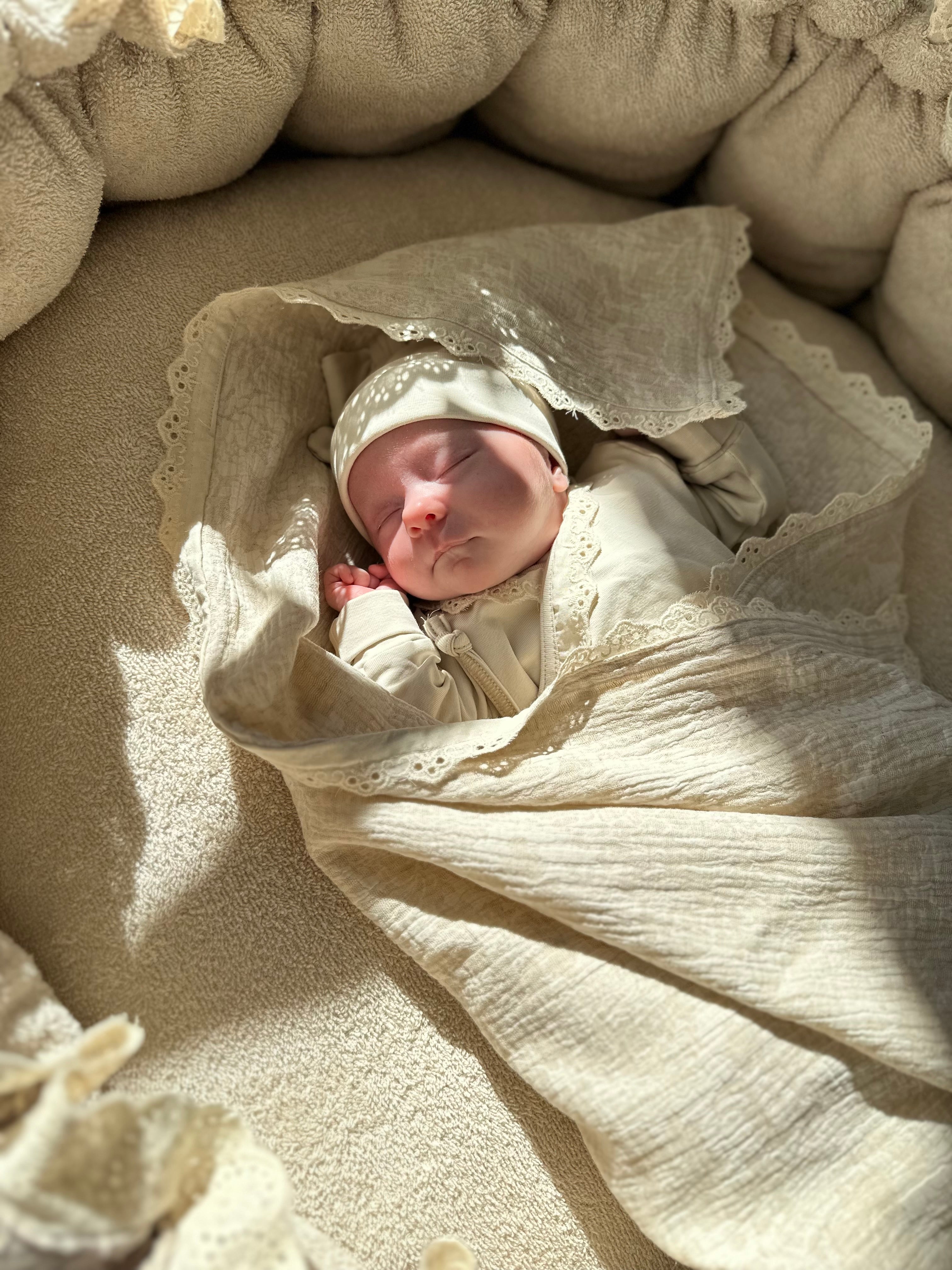 Newborn setje 6 delig - broderie Sand - For Your Little Cutie