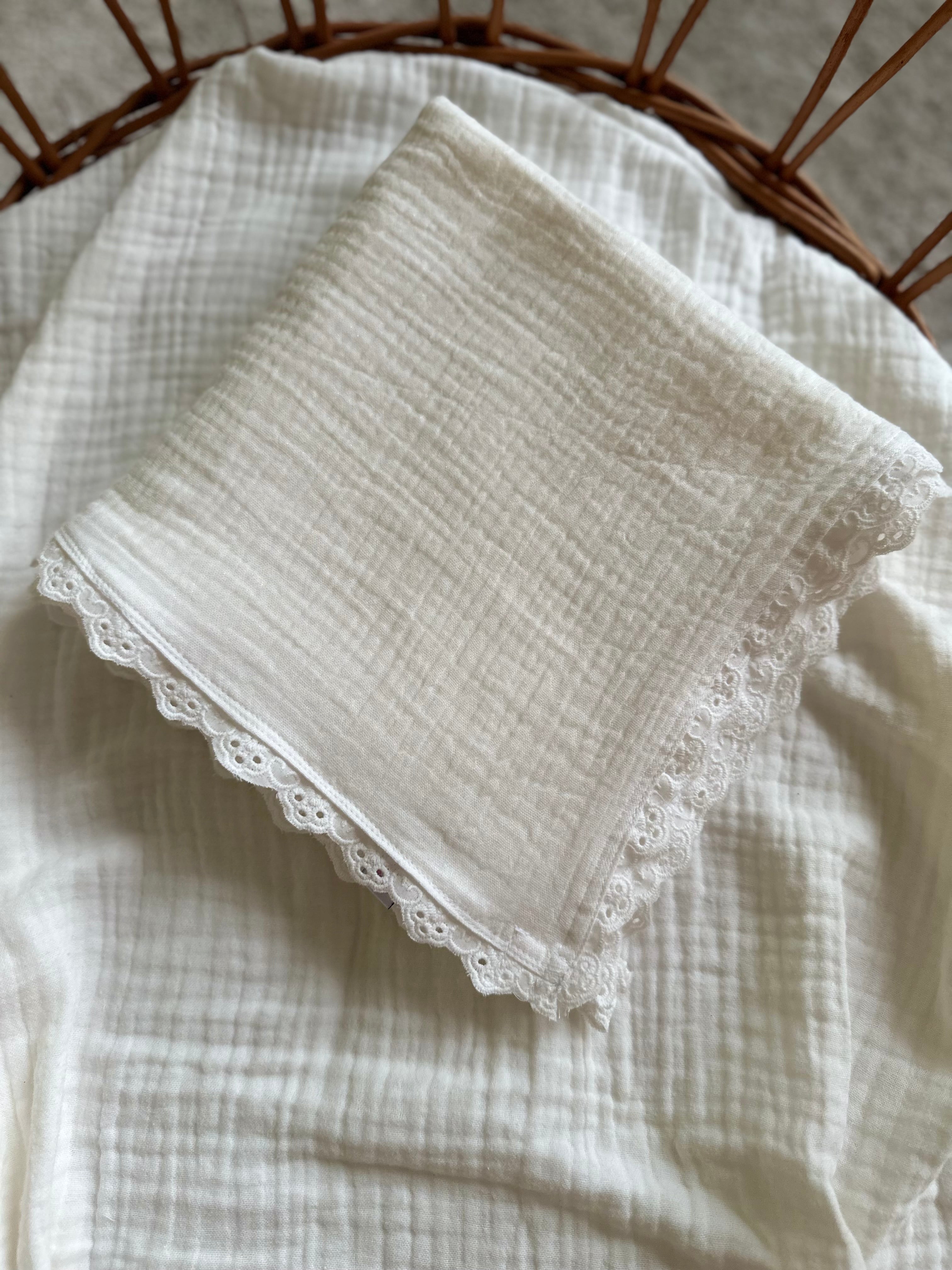 Mousseline doek - wit glitter 80x80 - For Your Little Cutie